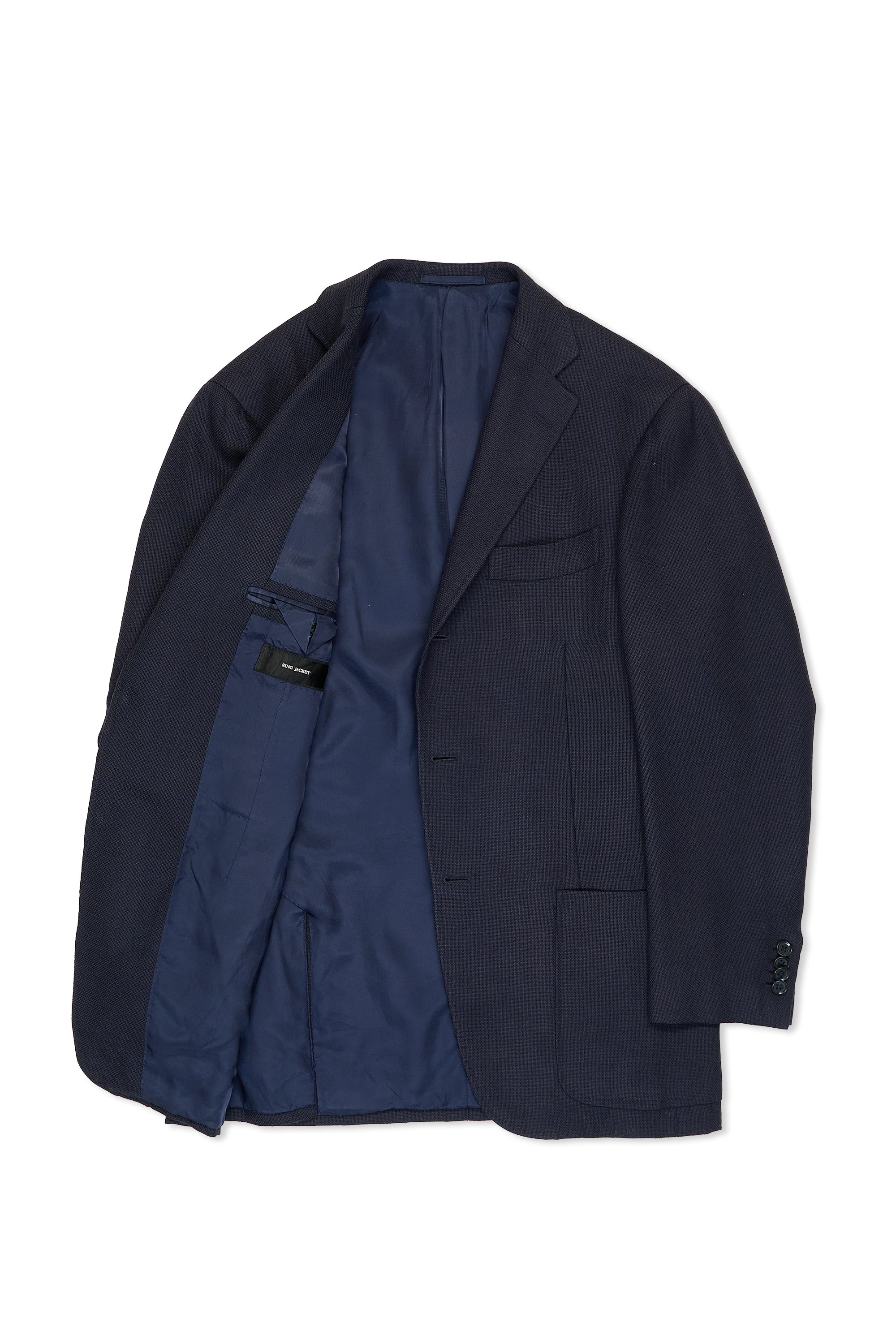 Ring Jacket 184 Navy Hopsack Wool Mohair Sport Coat