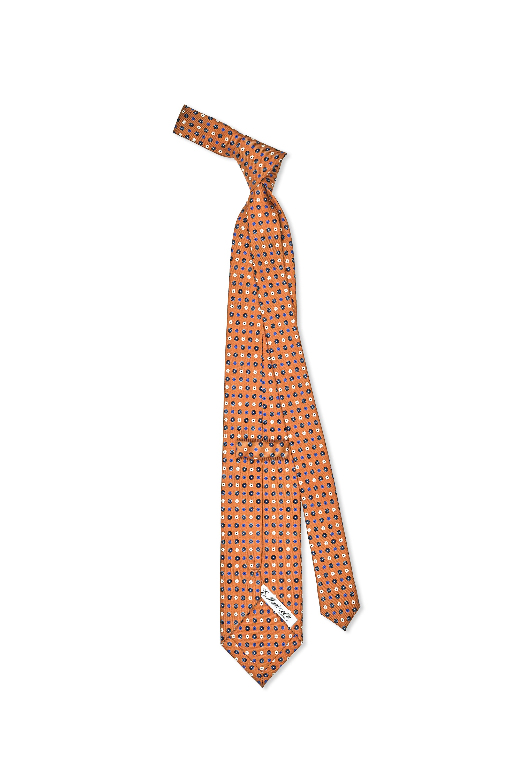 E. Marinella Copper with Blue/White Flower Silk Tie