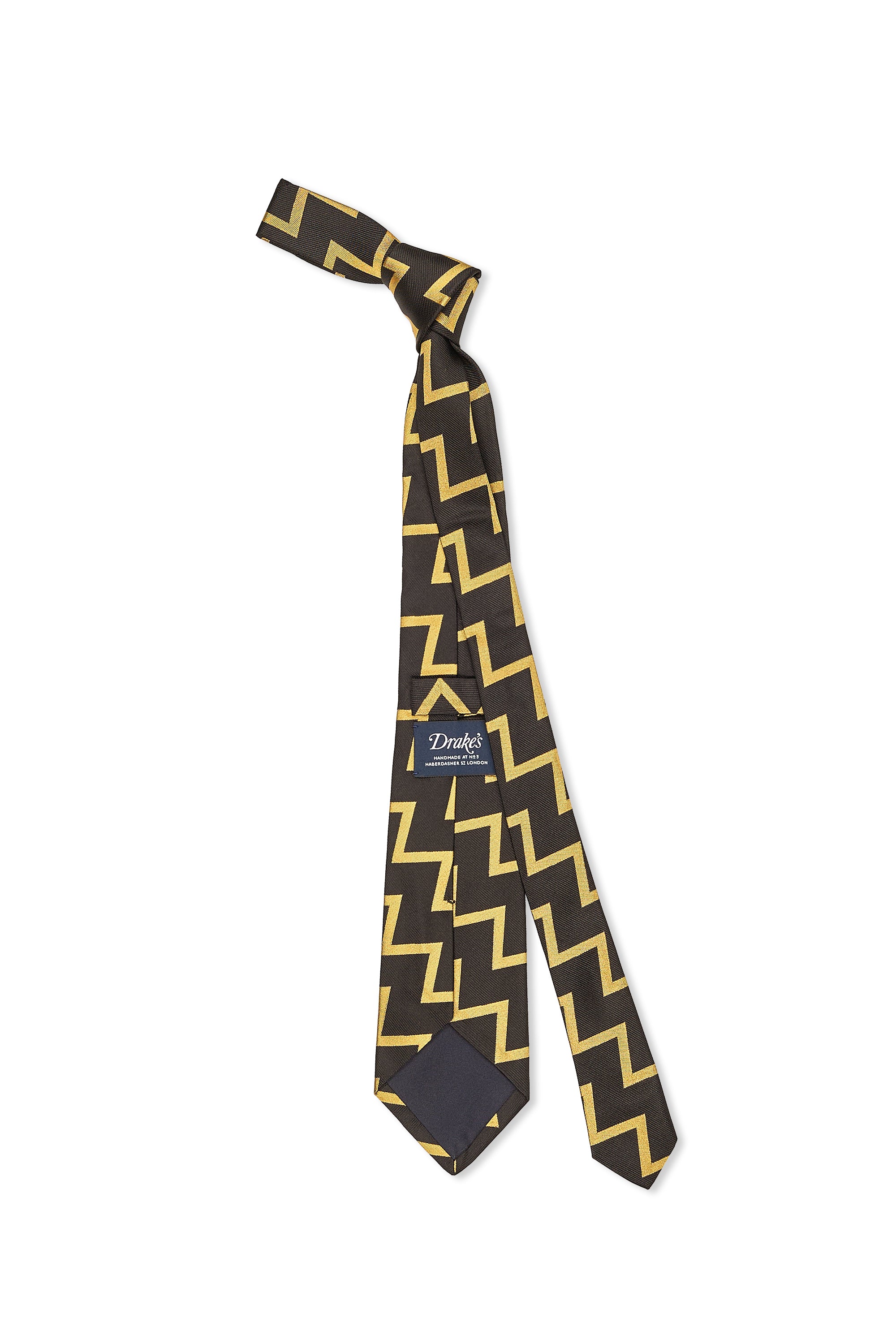 Drake's Black with Gold Pattern Silk Tie