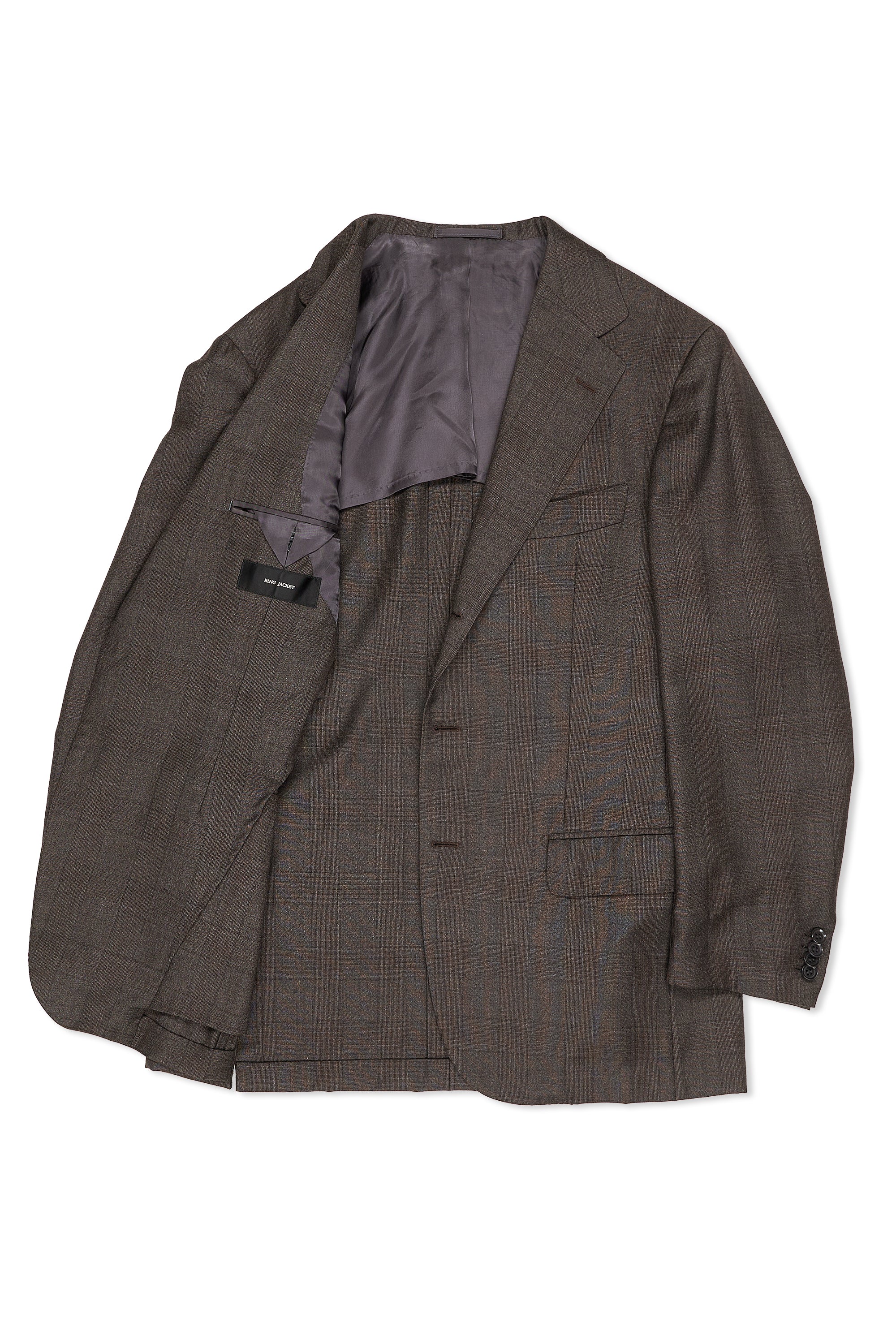 Ring Jacket AMJ03 Dark Brown Wool Check Suit