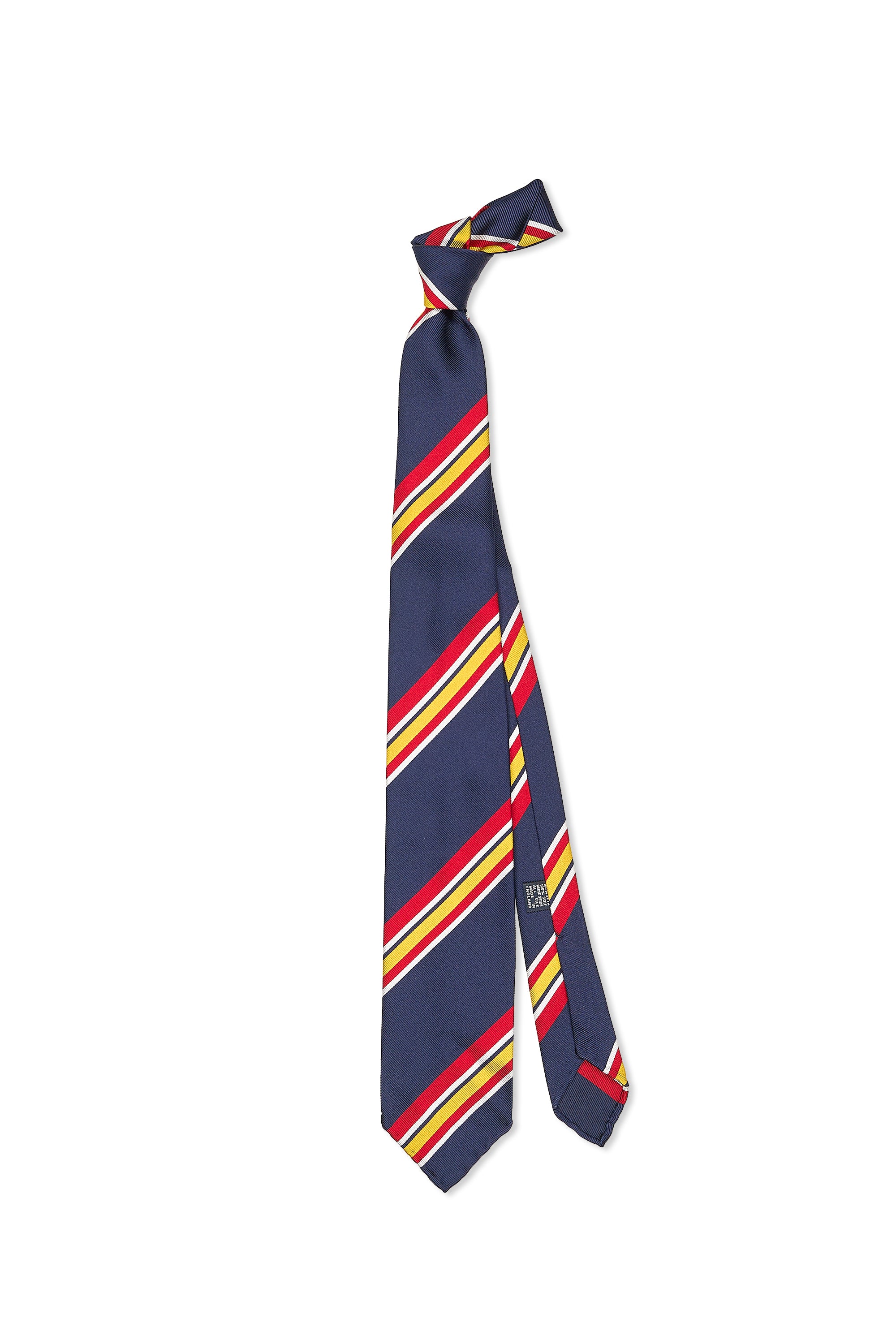 Drake's Navy with Red/White/Yellow Stripe Silk Tie