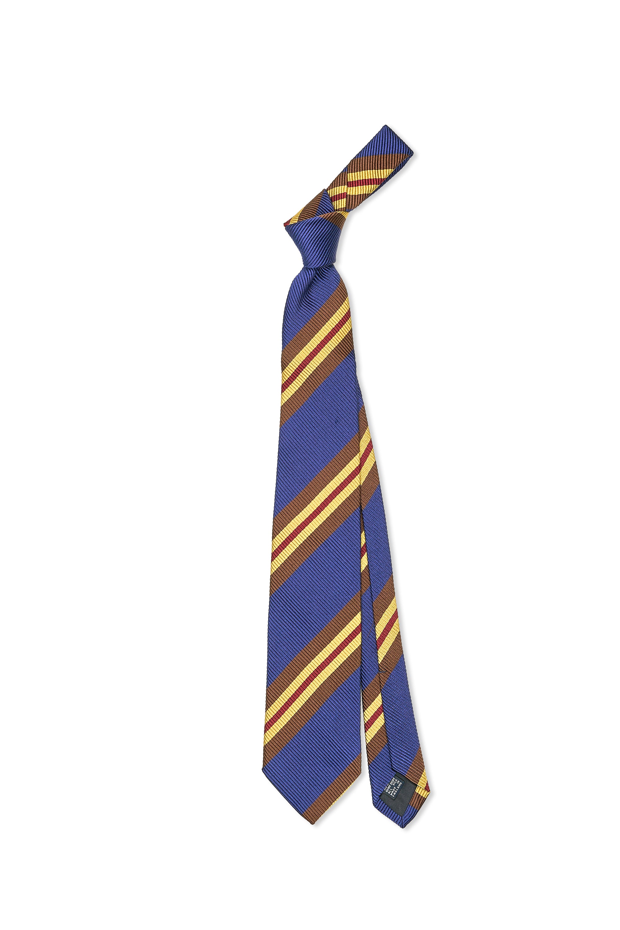 Drake's Blue with Brown/Gold/Wine Stripe Silk Tie