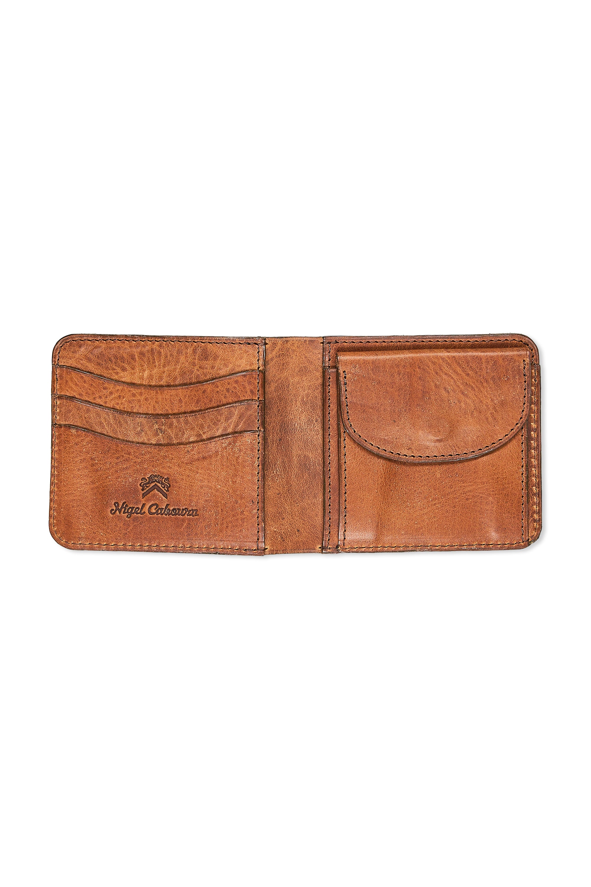 Nigel Cabourn Brown Peat Label Leather Wallet