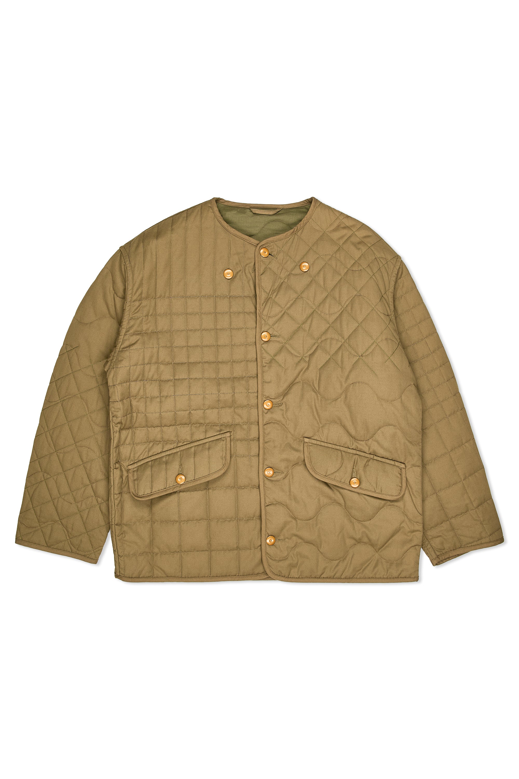 Nigel Cabourn Khaki Cotton Jacquard Quilt Liner Jacket