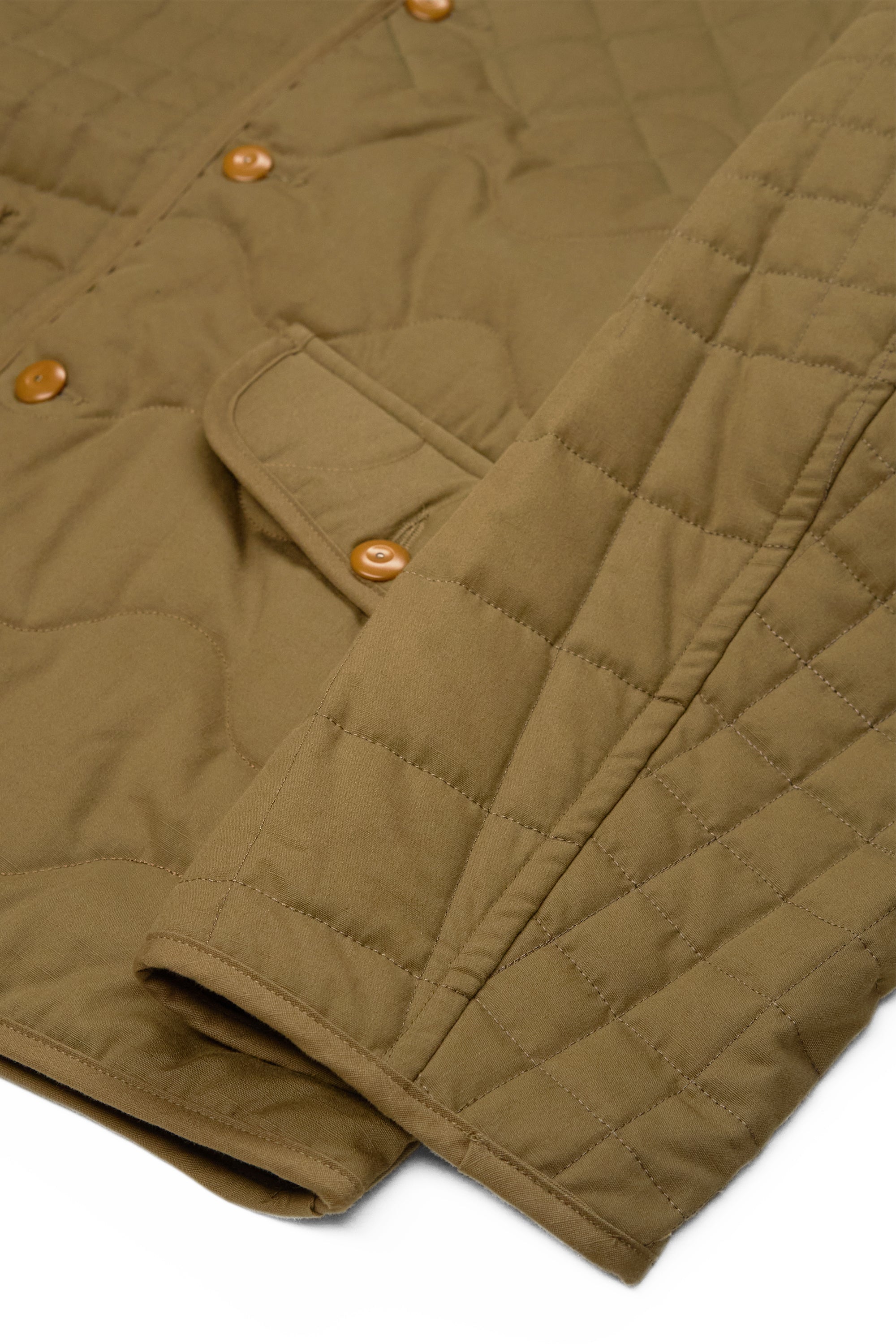 Nigel Cabourn Khaki Cotton Jacquard Quilt Liner Jacket