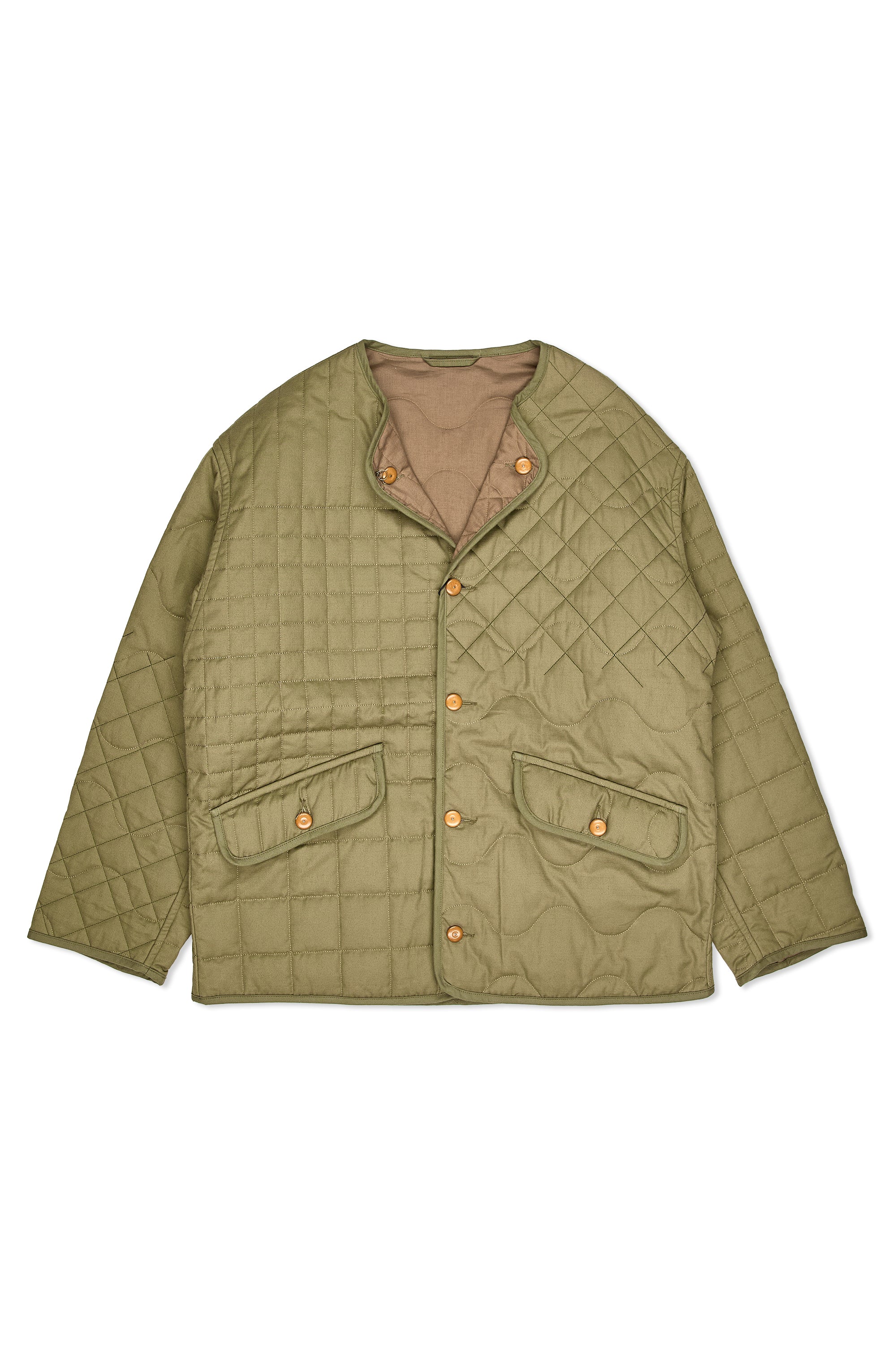 Nigel Cabourn Green Cotton Jacquard Quilt Liner Jacket