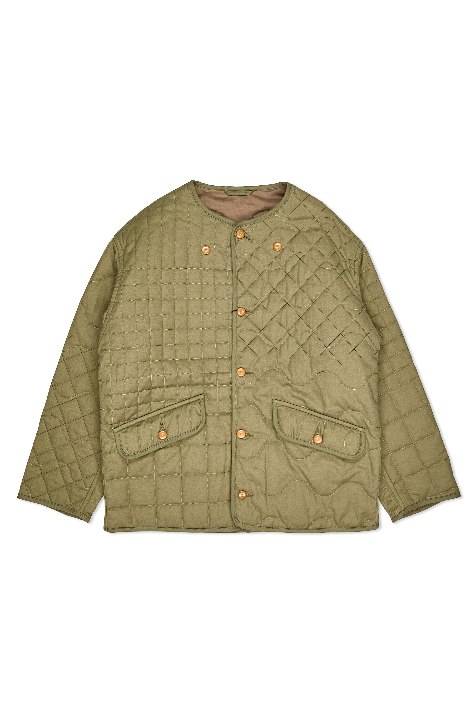 Nigel Cabourn Green Cotton Jacquard Quilt Liner Jacket