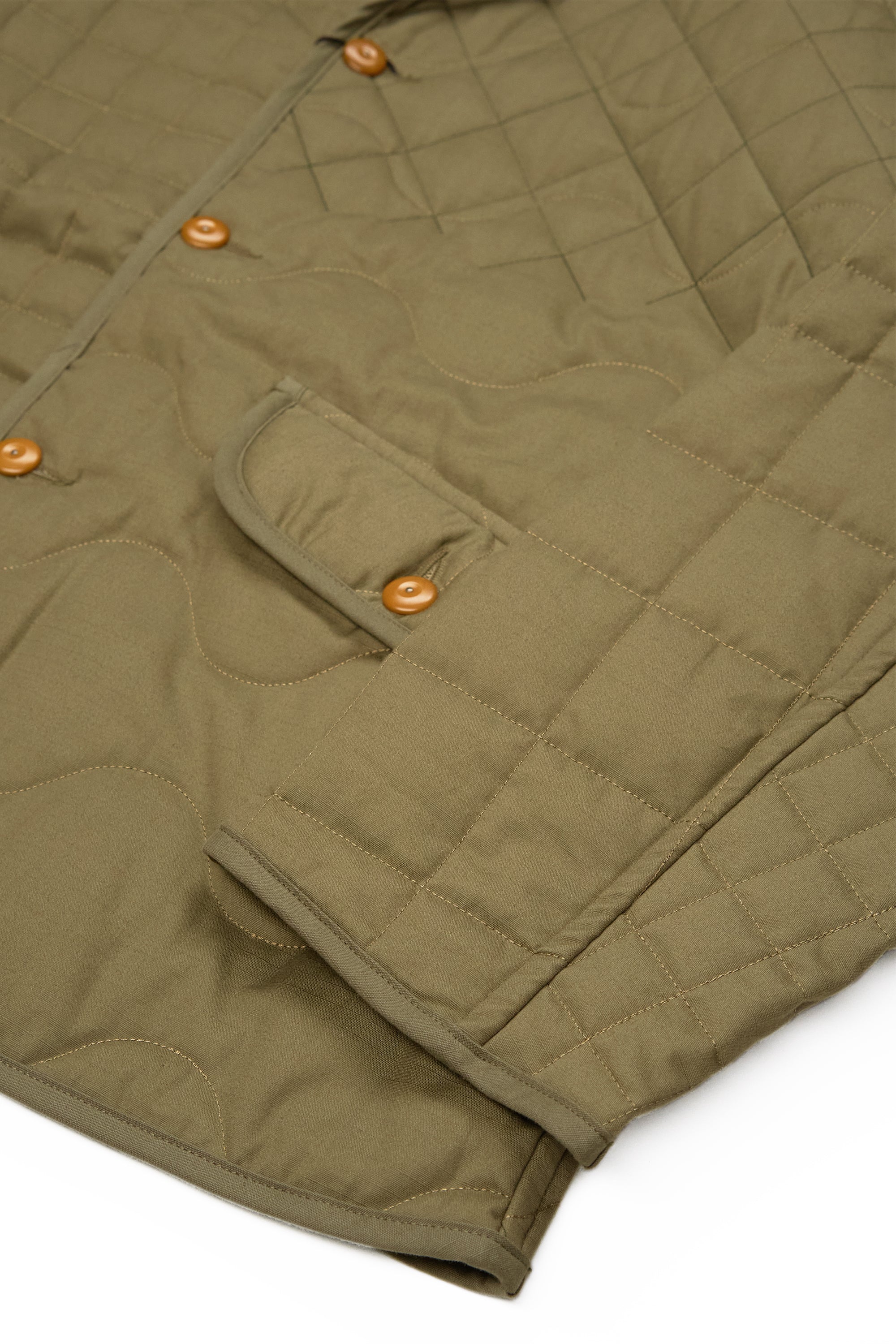 Nigel Cabourn Green Cotton Jacquard Quilt Liner Jacket