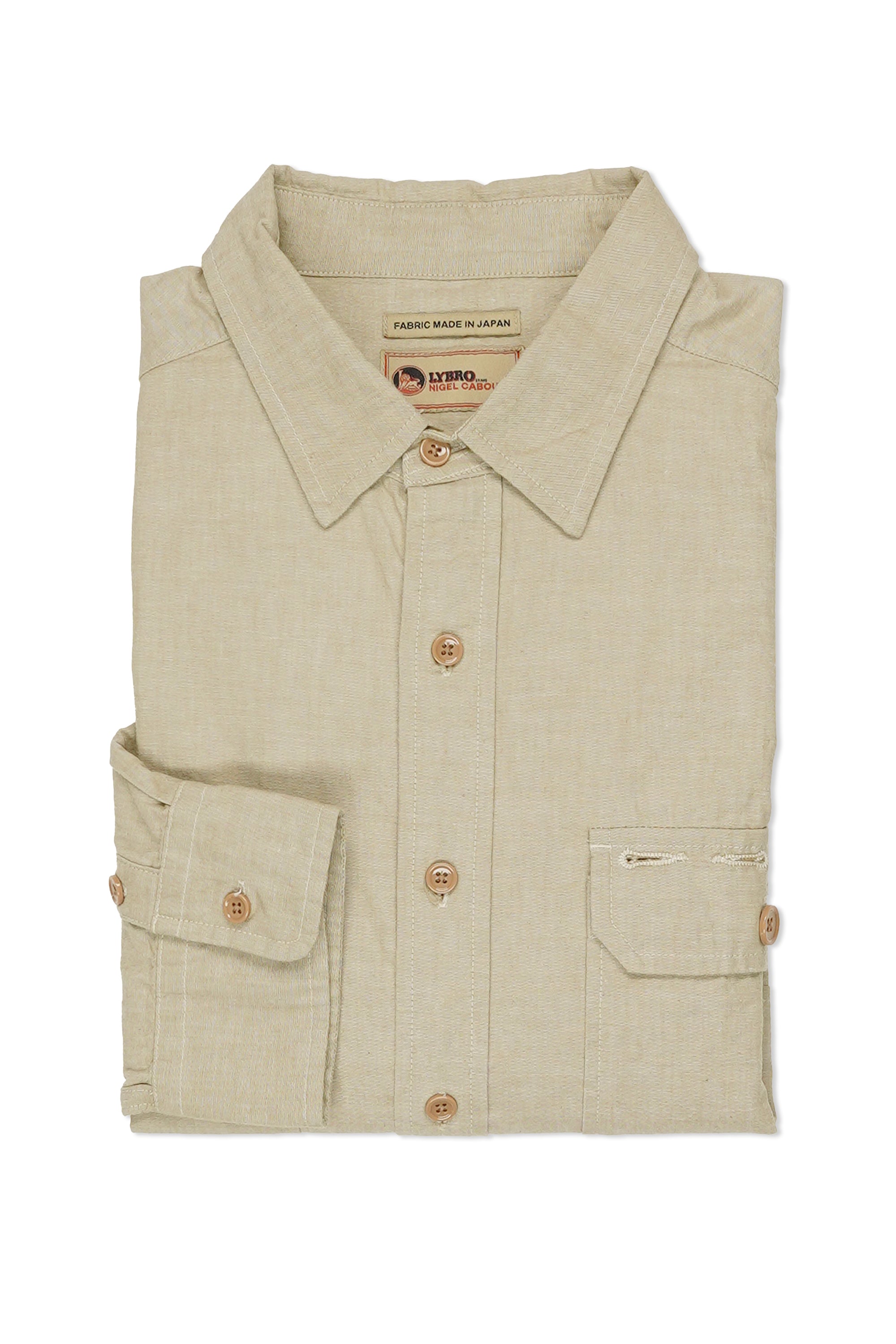 Nigel Cabourn S-53 Beige Green Cotton Field Shirt