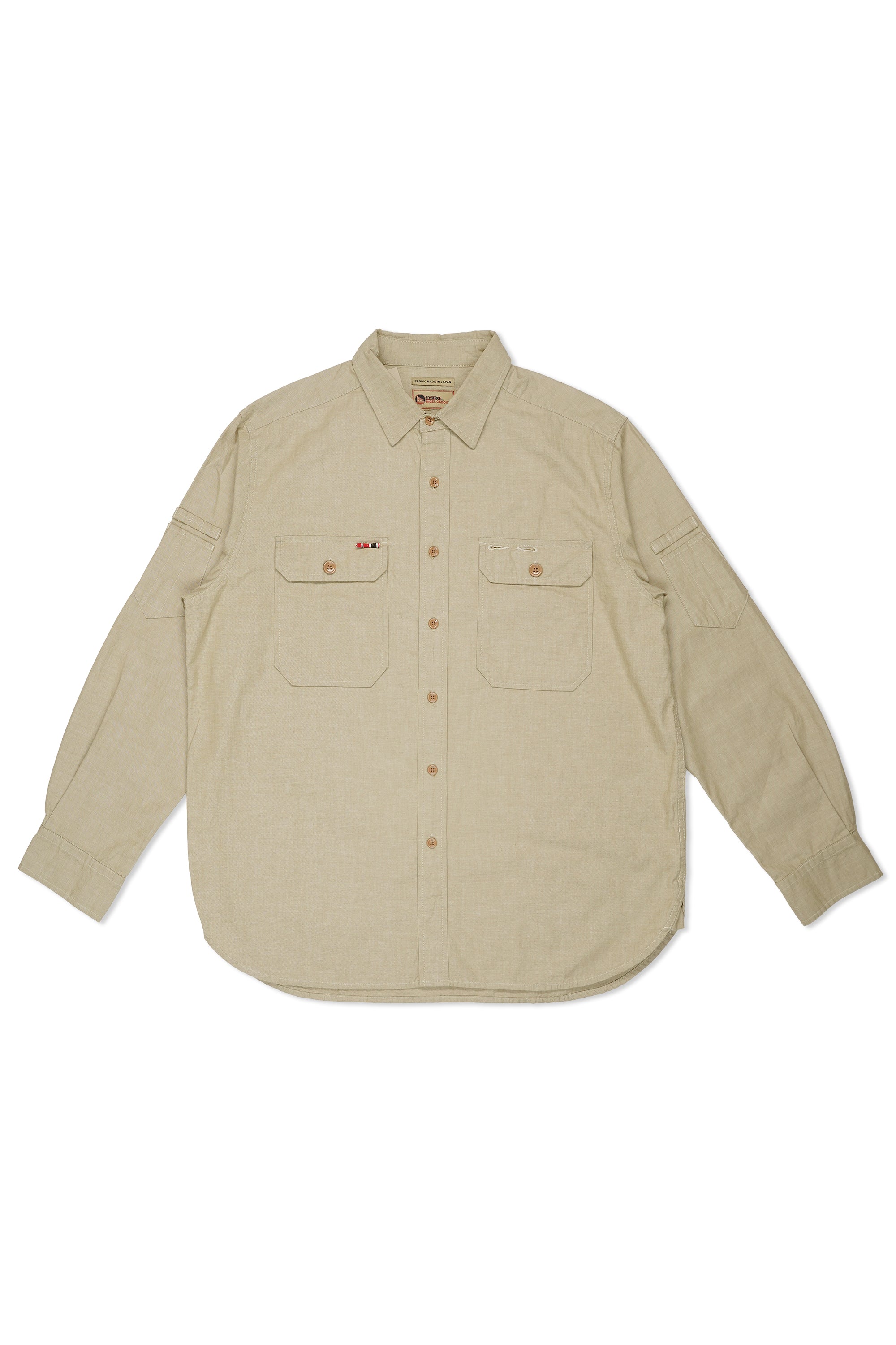 Nigel Cabourn S-53 Beige Green Cotton Field Shirt