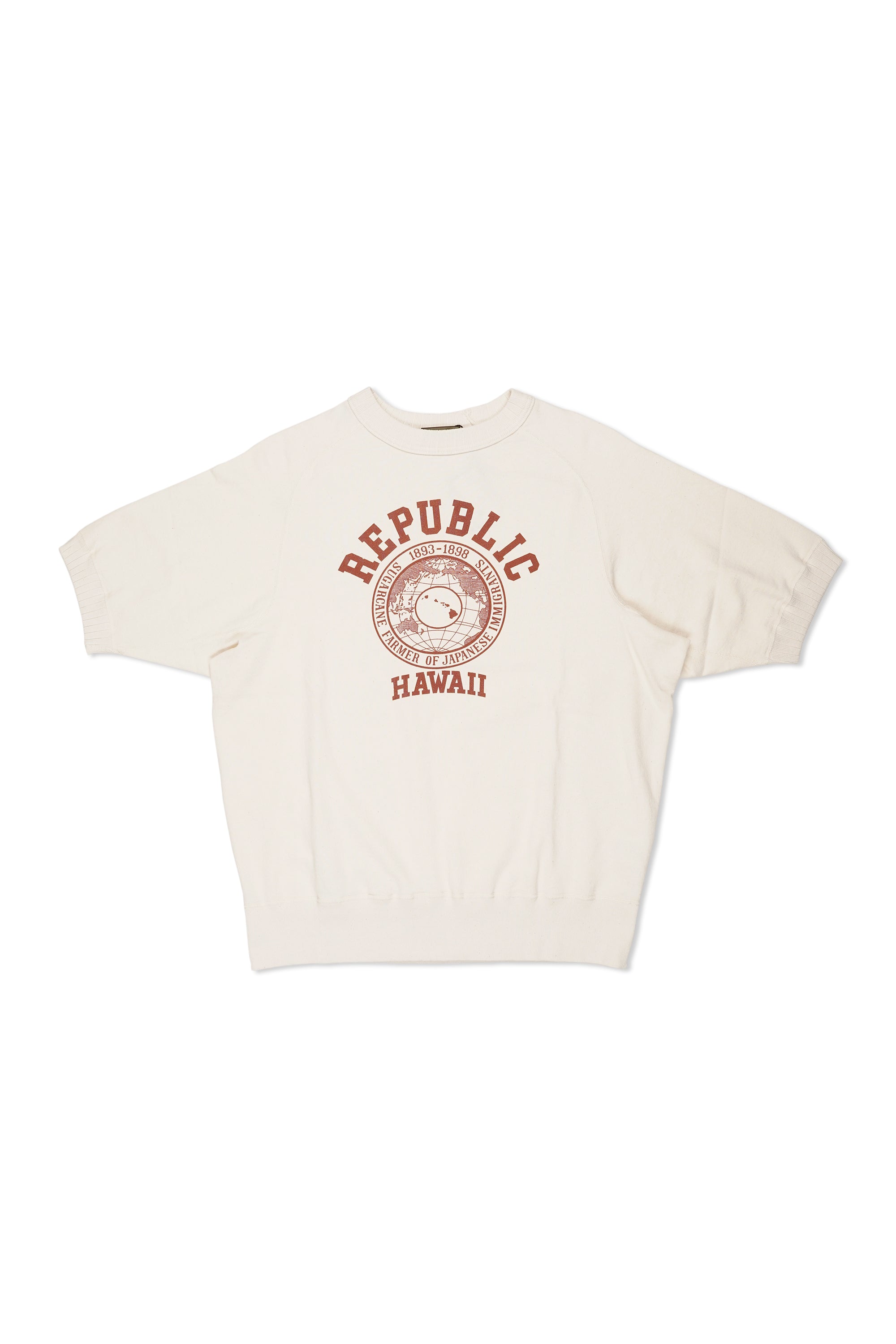 Nigel Cabourn Ivory Cotton Print Short Sleeve Sweatshirt