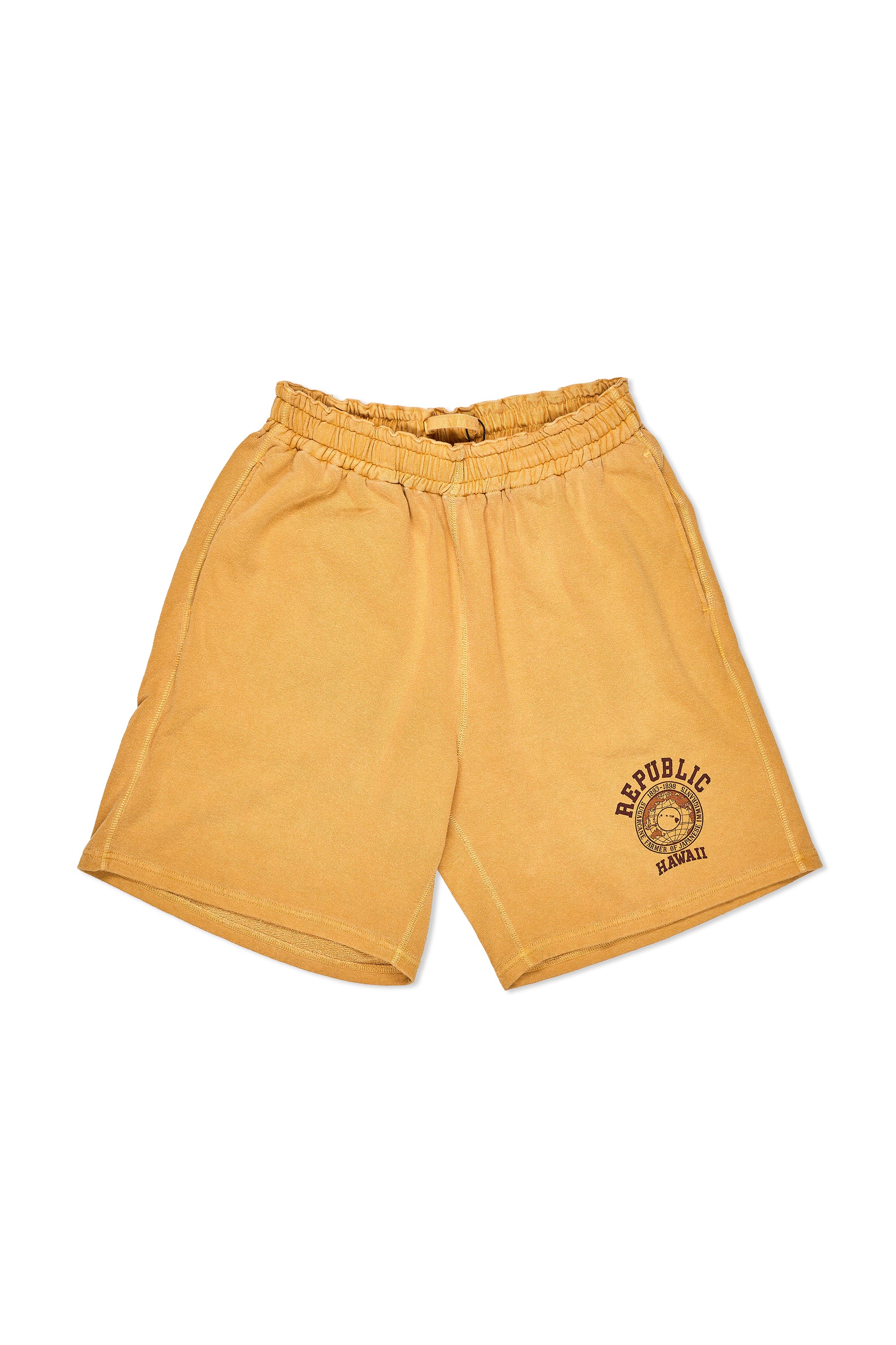 Nigel Cabourn Orange Cotton Print Sweat Shorts