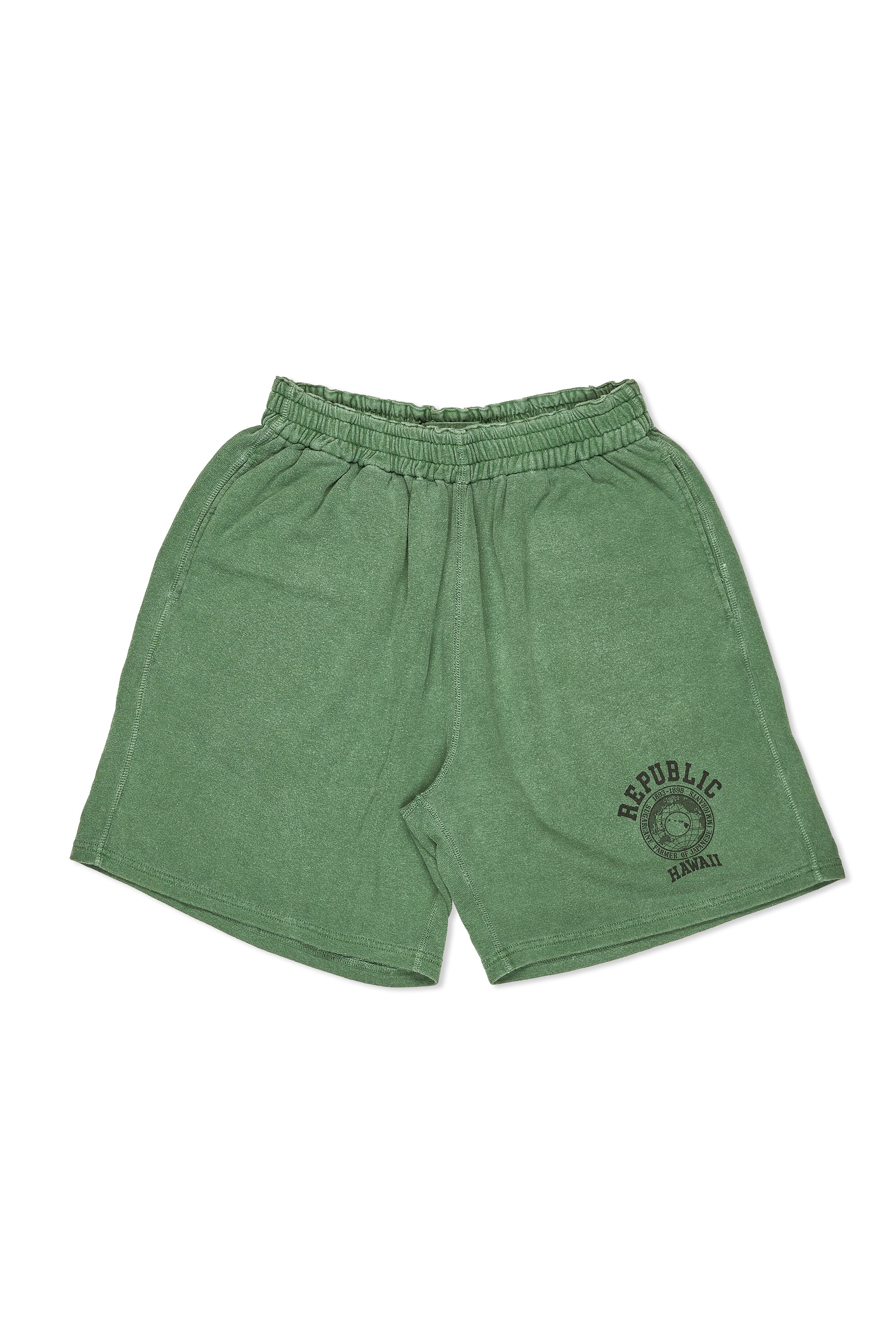 Nigel Cabourn Green Cotton Print Sweat Shorts