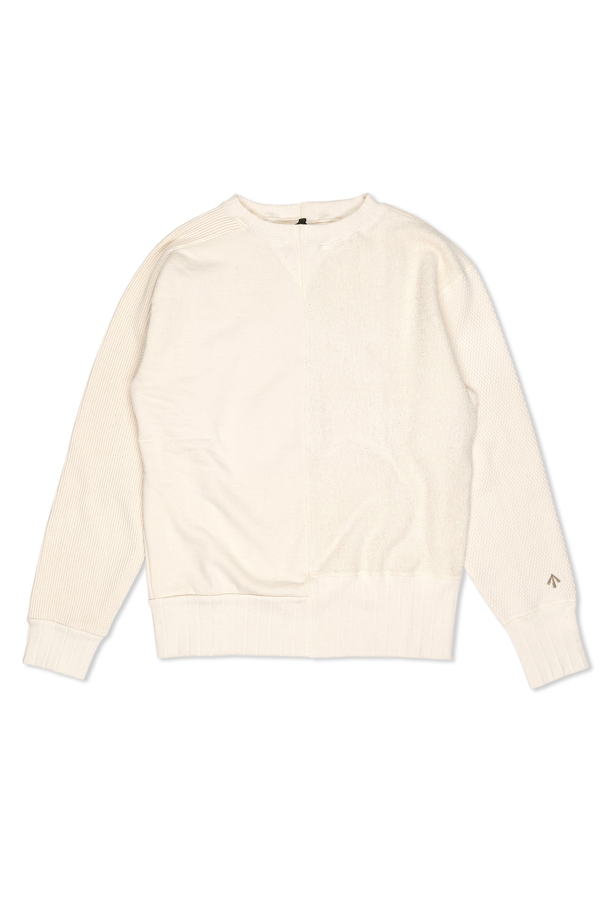 Nigel Cabourn Ivory Cotton Jersey Mix Army Crew Sweatshirt