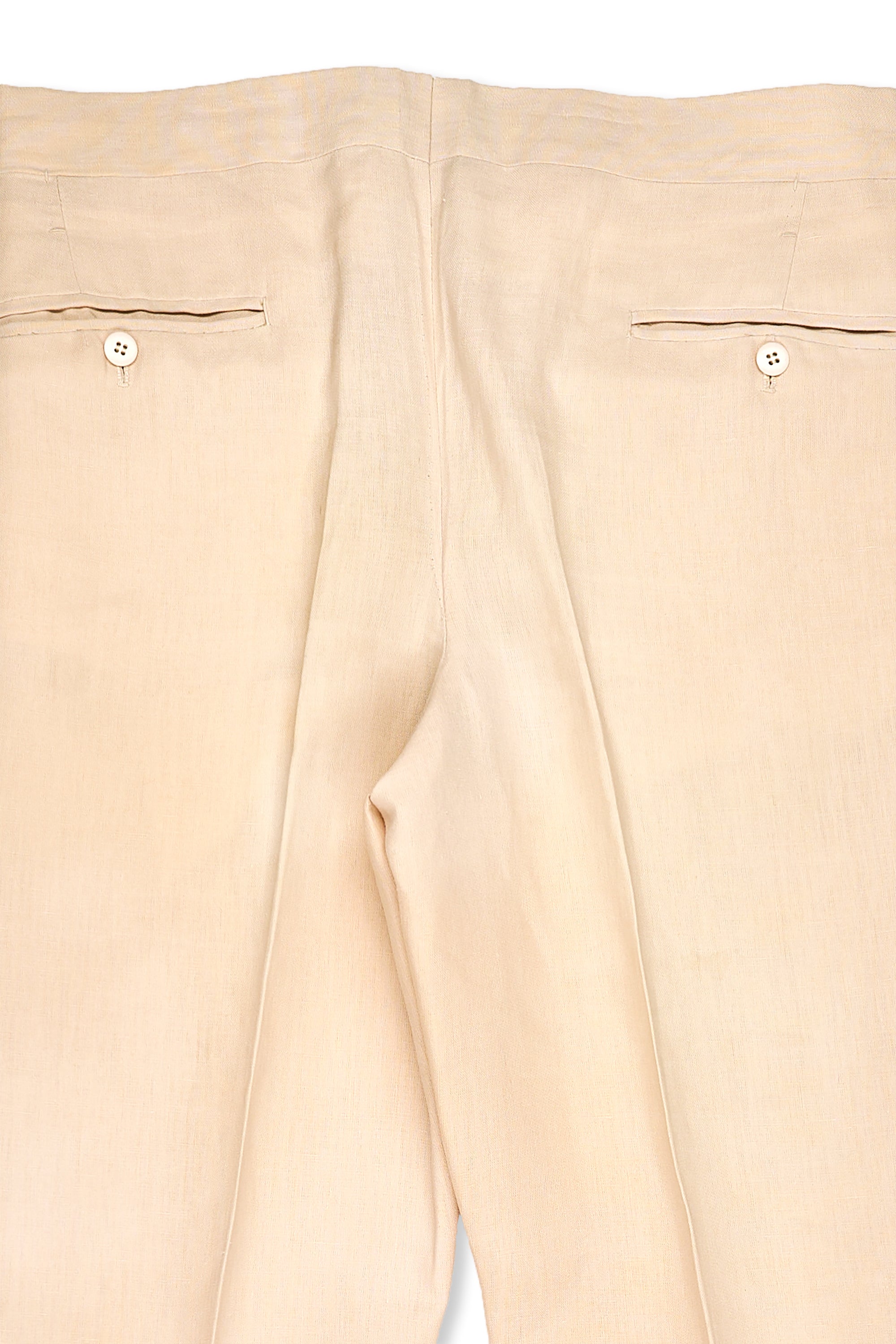 Ambrosi Napoli Cream Linen Single Pleat Trousers Bespoke