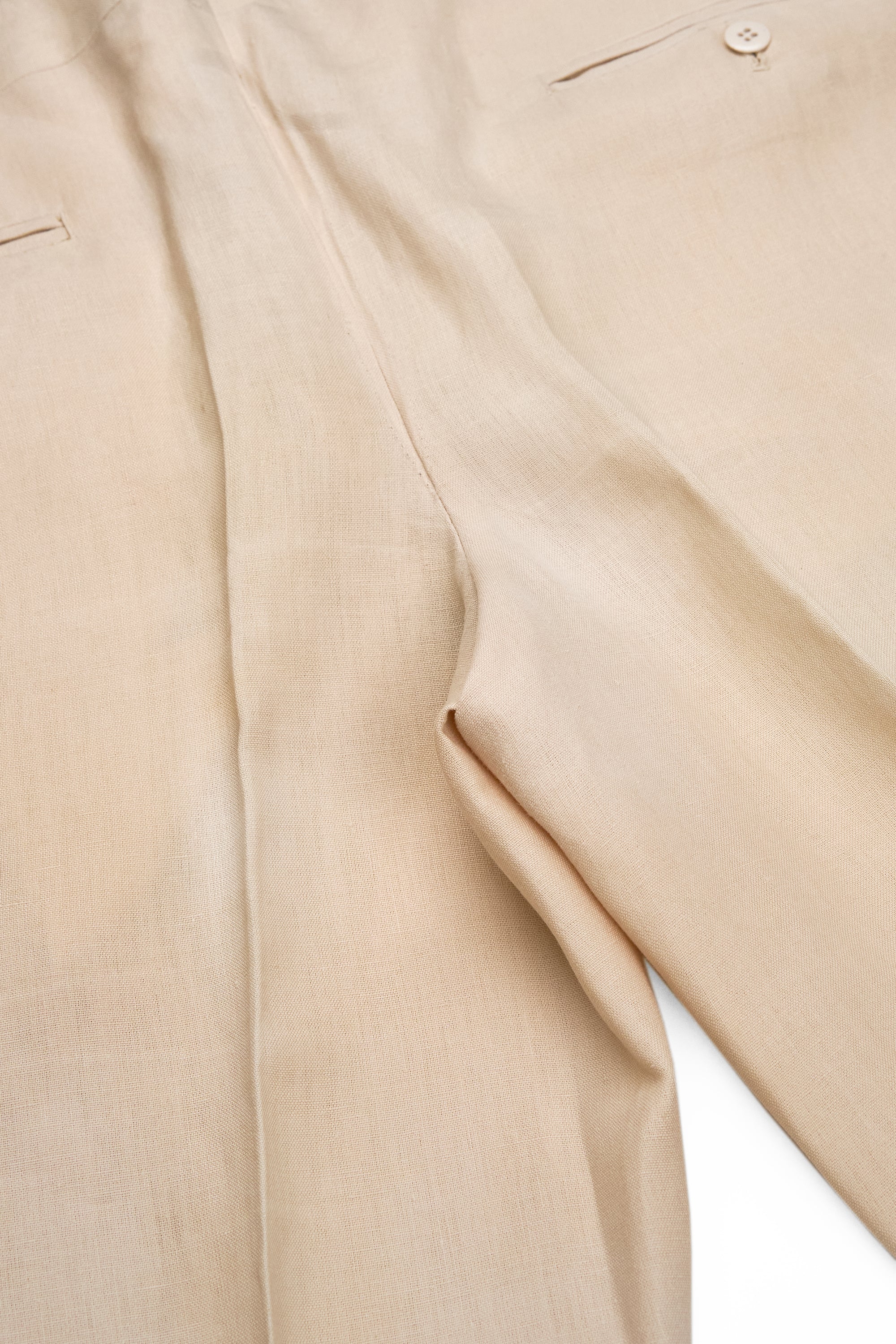 Ambrosi Napoli Cream Linen Single Pleat Trousers Bespoke