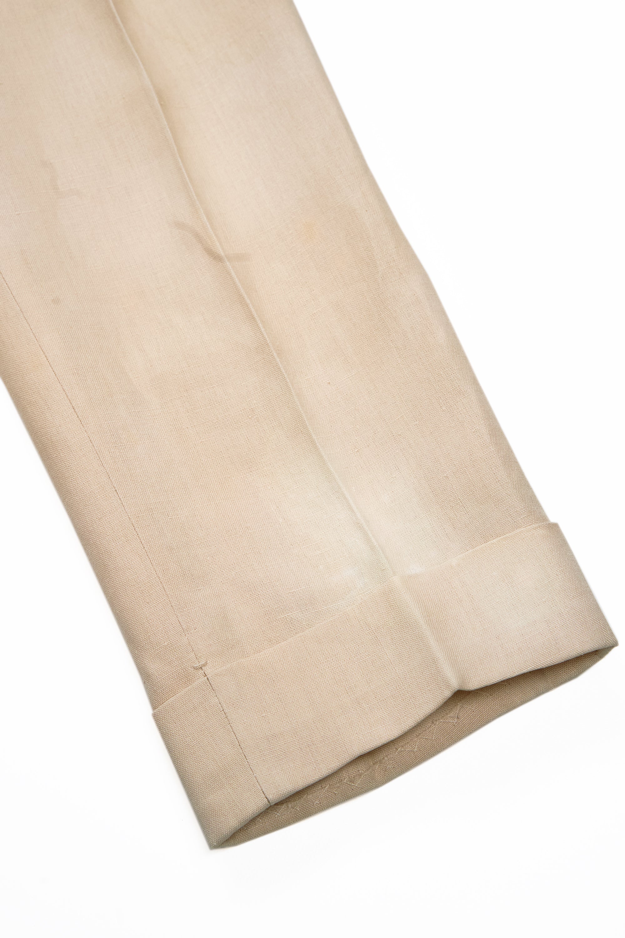 Ambrosi Napoli Cream Linen Single Pleat Trousers Bespoke