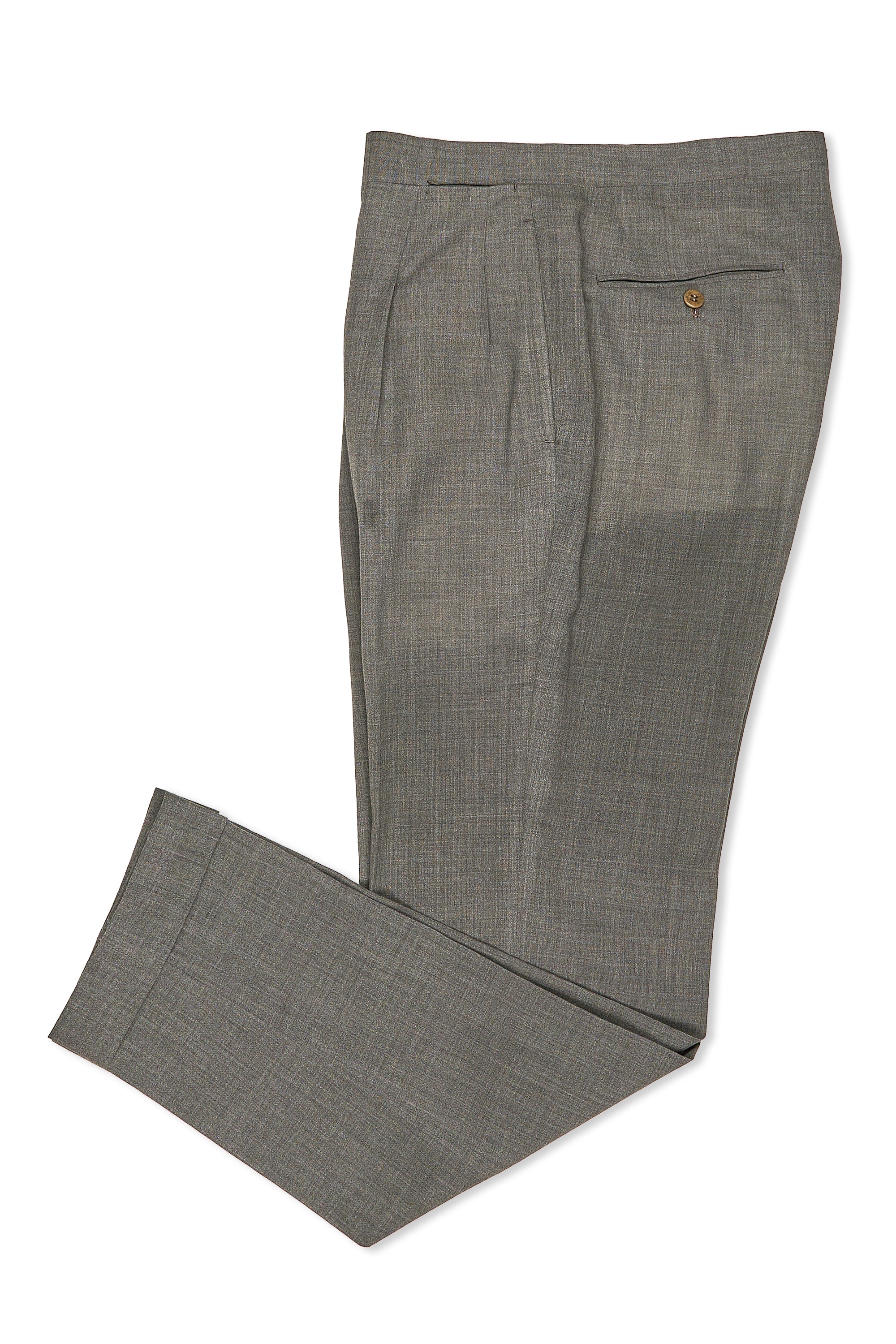 Sartoria Corcos Grey Fresco Wool Double Pleat Trousers