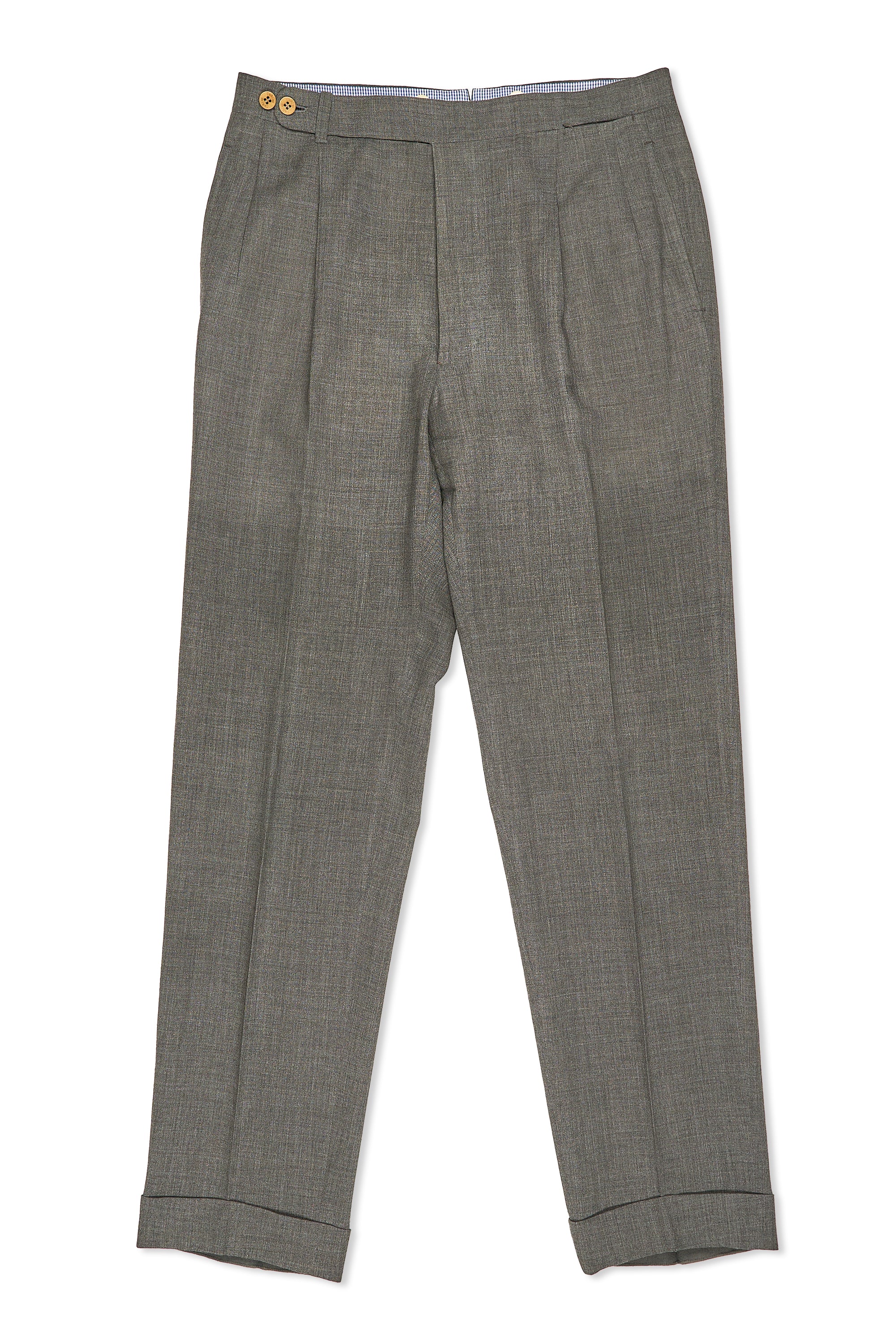 Sartoria Corcos Grey Fresco Wool Double Pleat Trousers