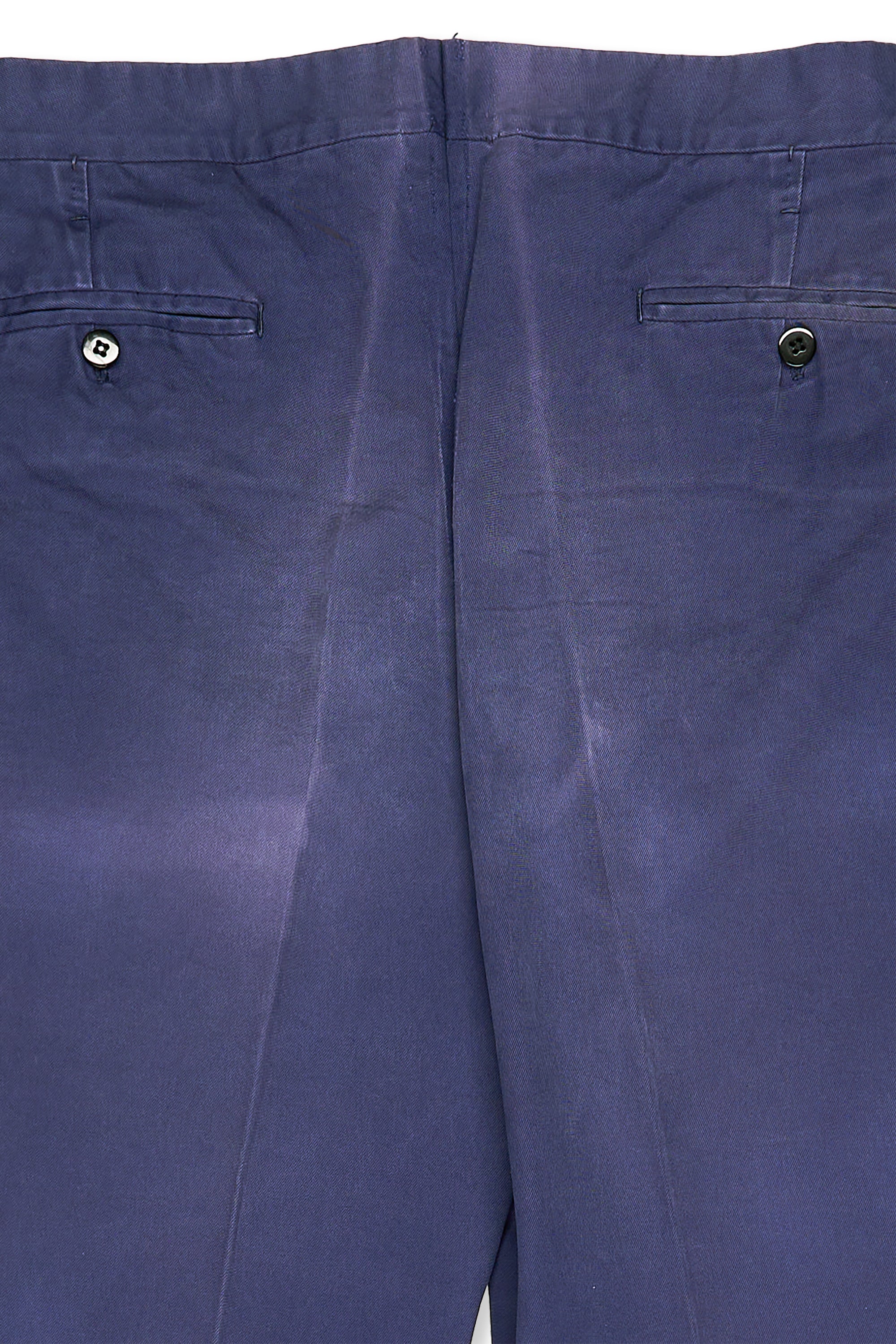 Ambrosi Napoli Blue Cotton Twill Single Pleat Trousers Bespoke