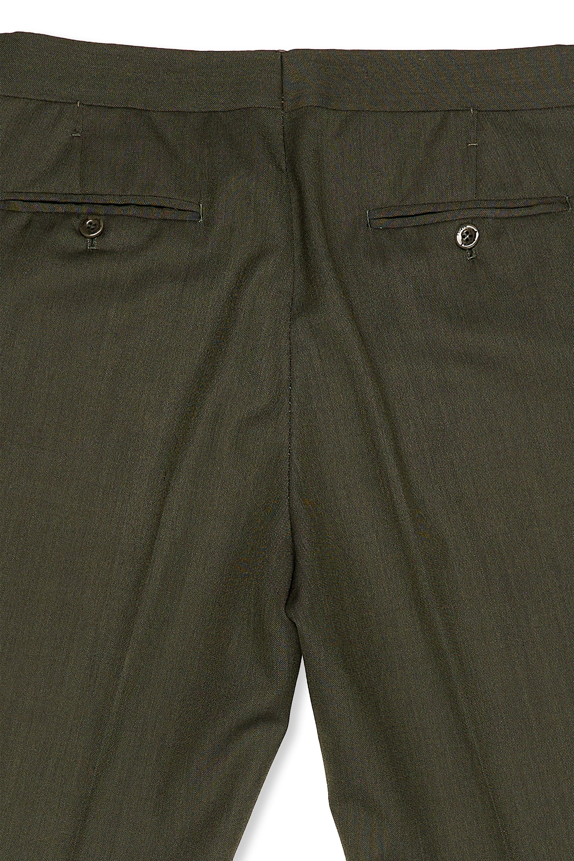 Ambrosi Napoli Green Crispaire Wool Single Pleat Trousers Bespoke