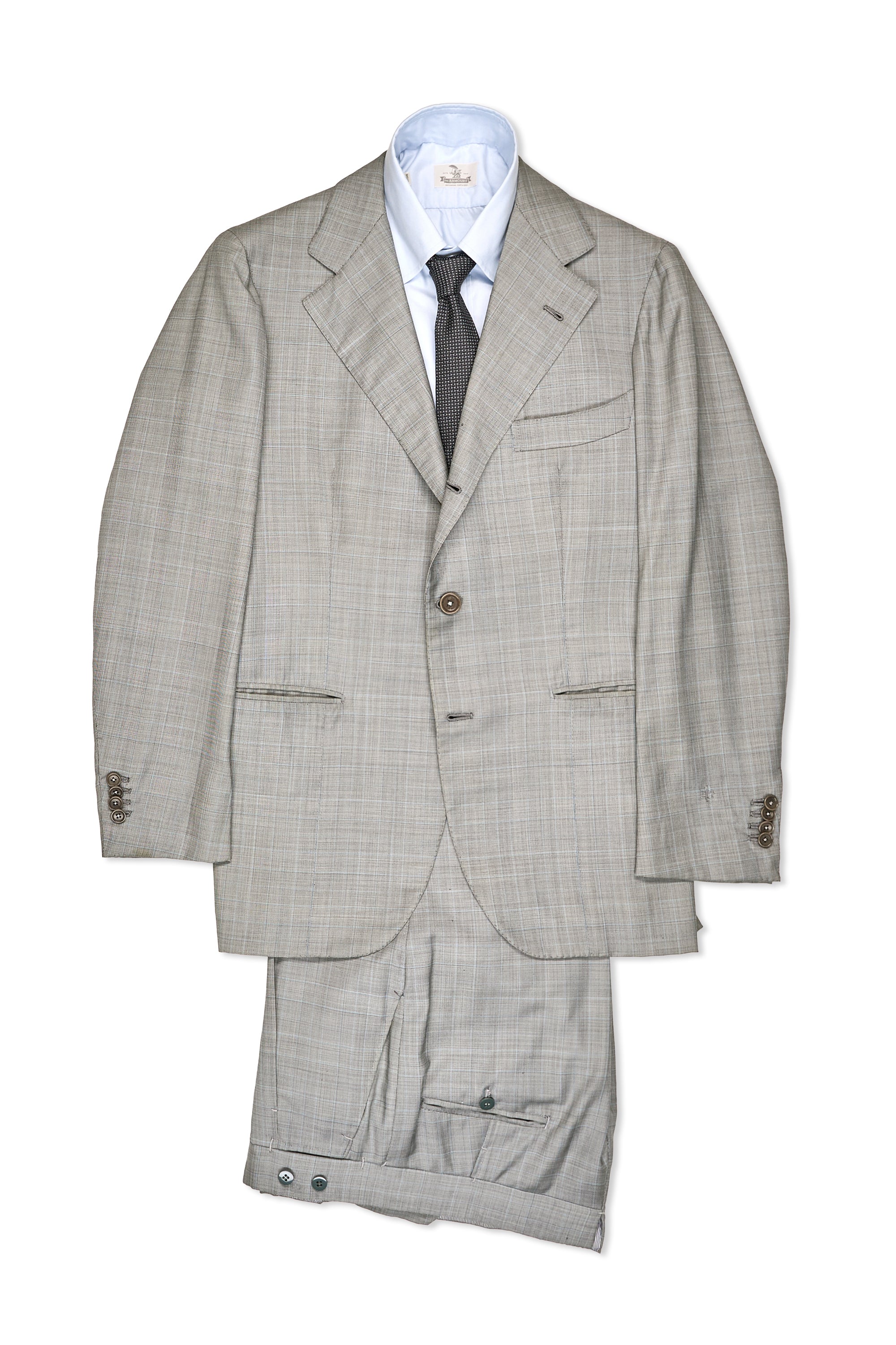 Dalcuore Grey with Light Blue Check Wool Jacket with Ambrosi Trousers