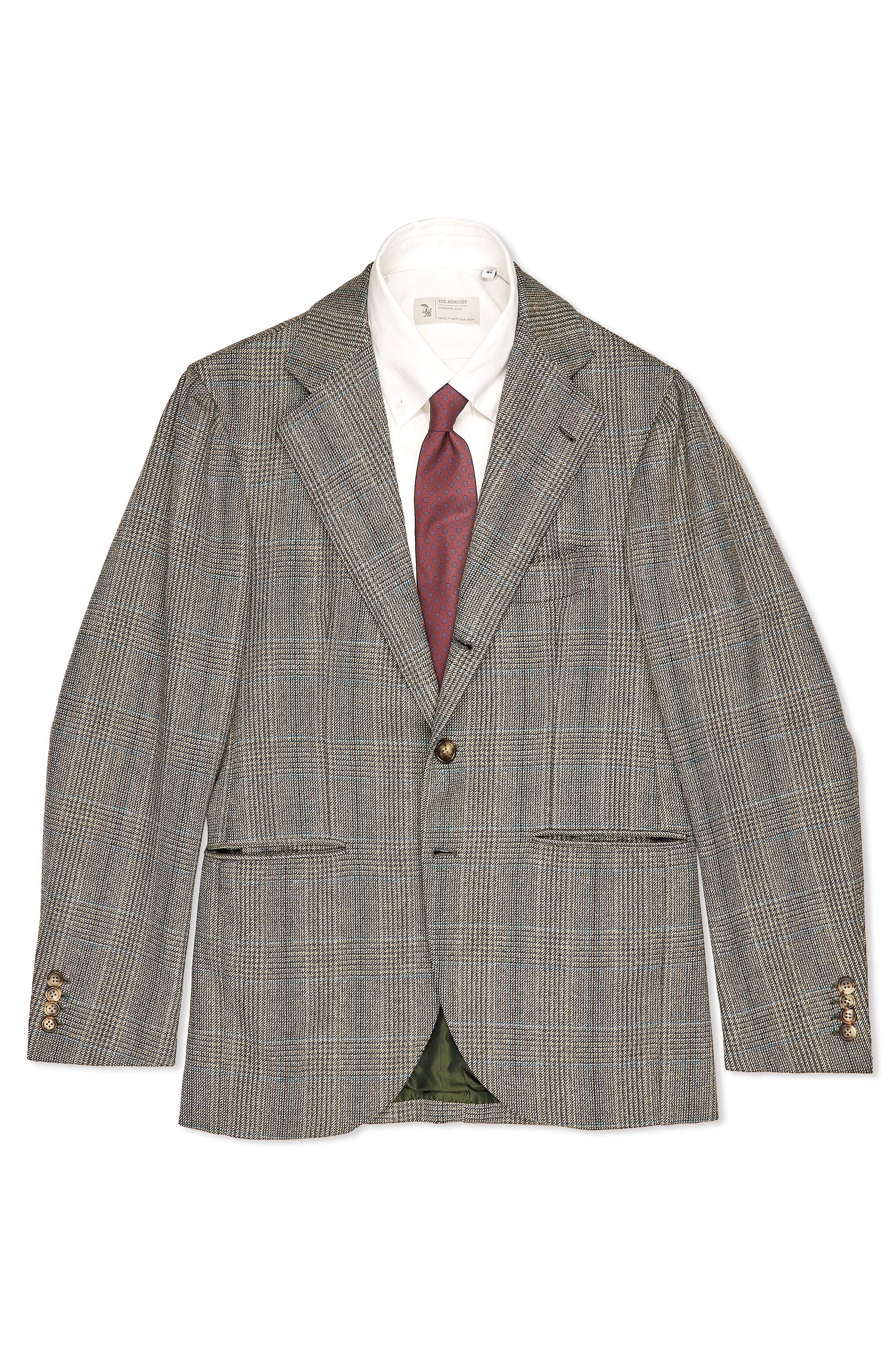 Orazio Luciano Grey with Teal/Yellow Check Wool Sport Coat