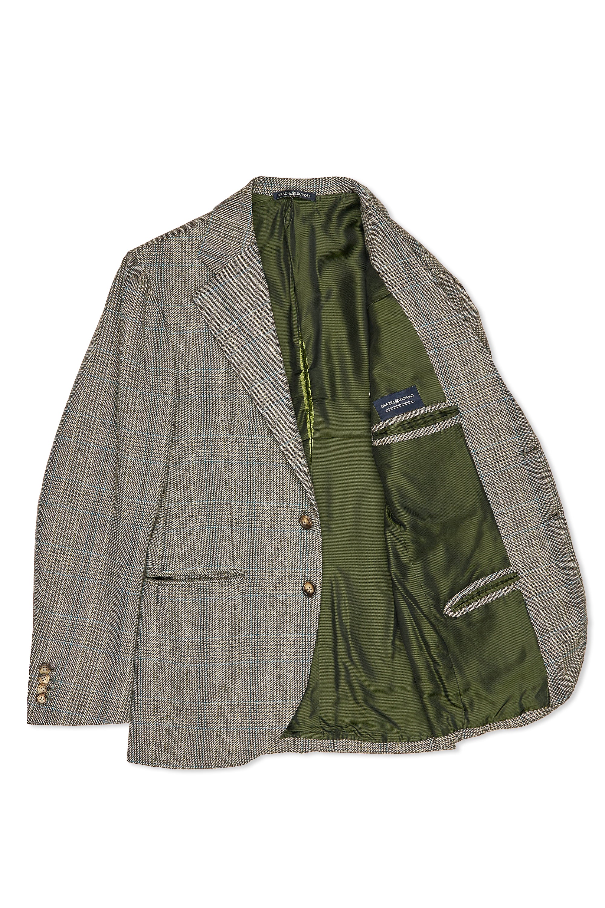 Orazio Luciano Grey with Teal/Yellow Check Wool Sport Coat