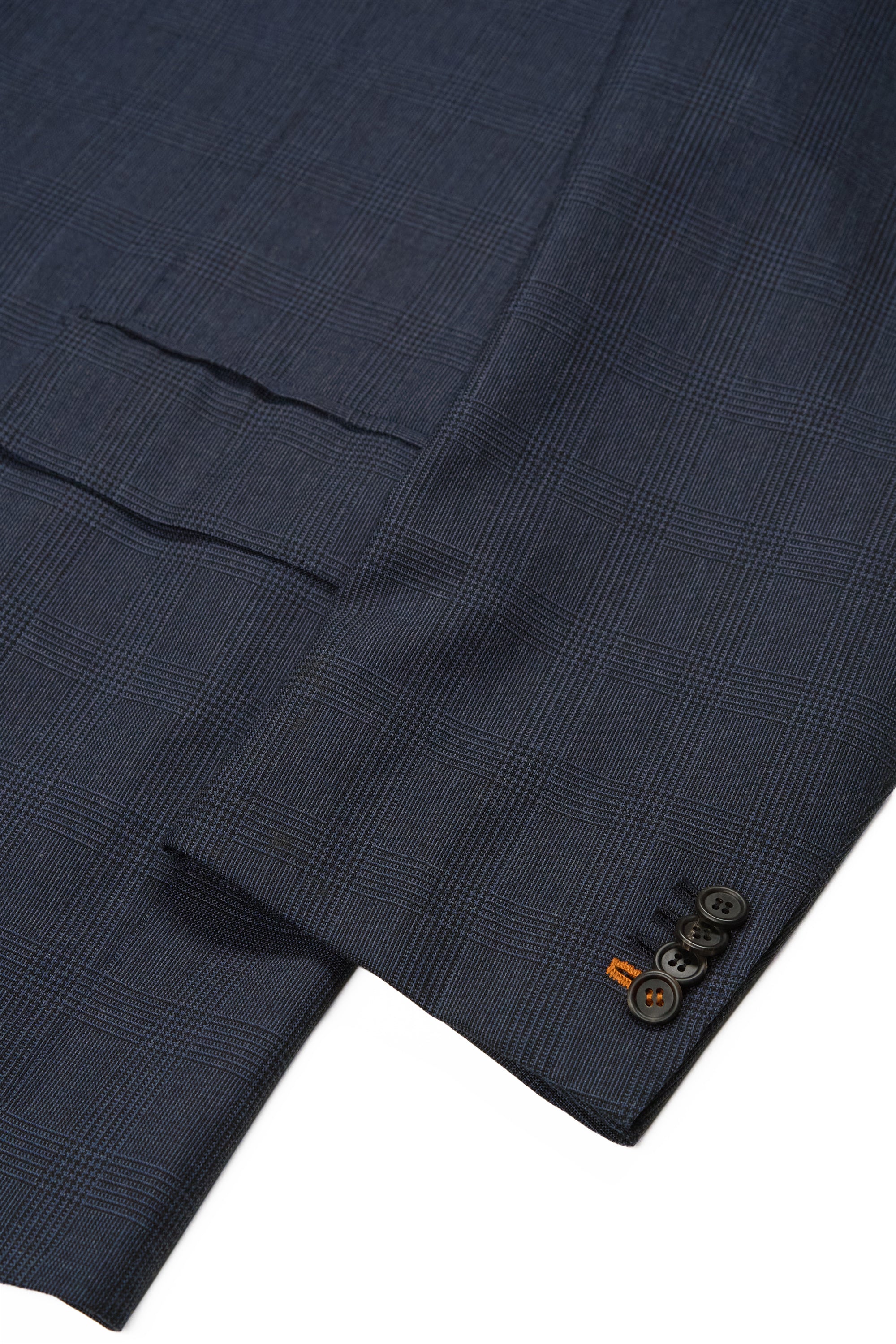 Orazio Luciano Navy/Black Check Wool 3 Piece Suit with Extra Trousers and Vests