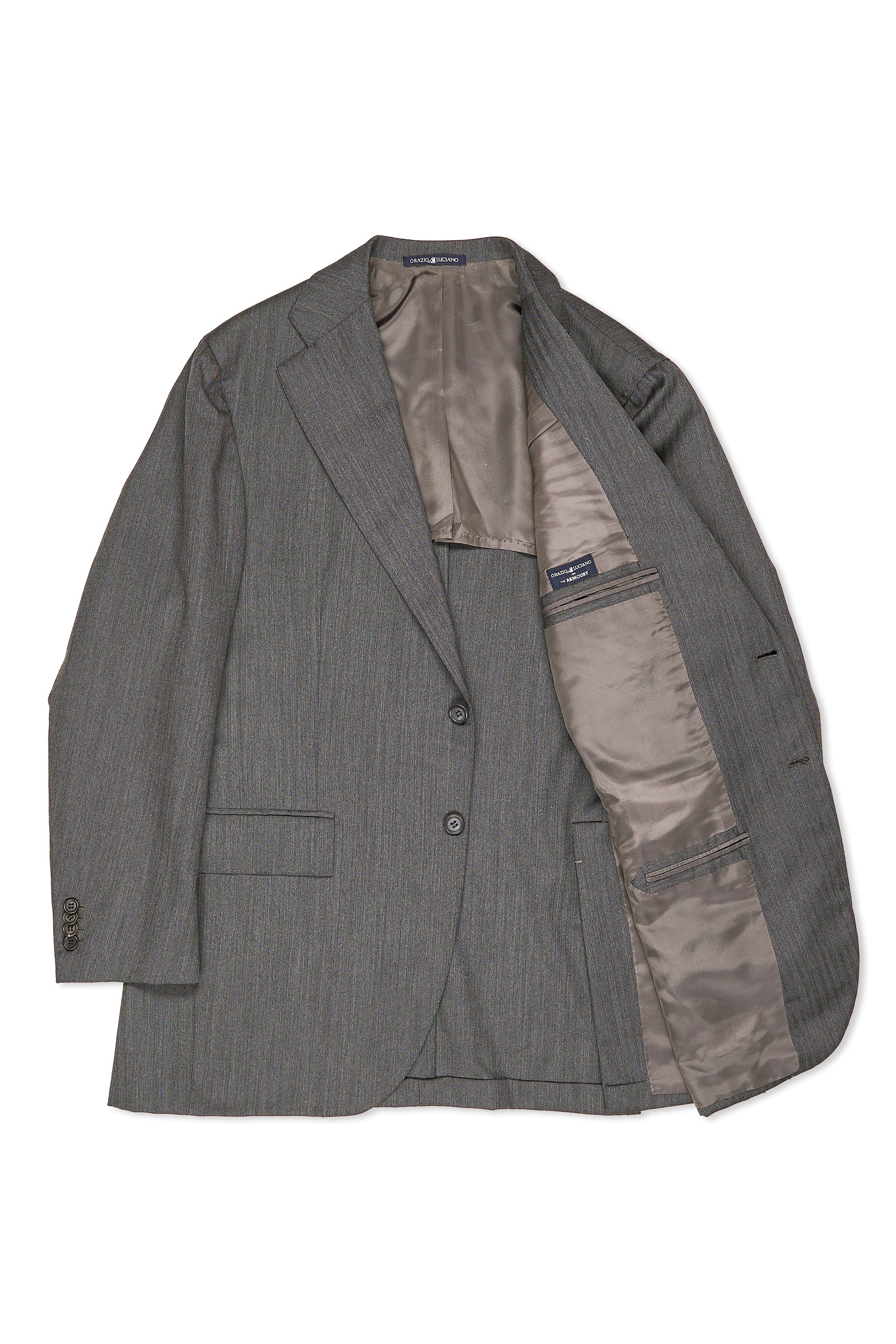 Orazio Luciano Grey Herringbone Wool Suit