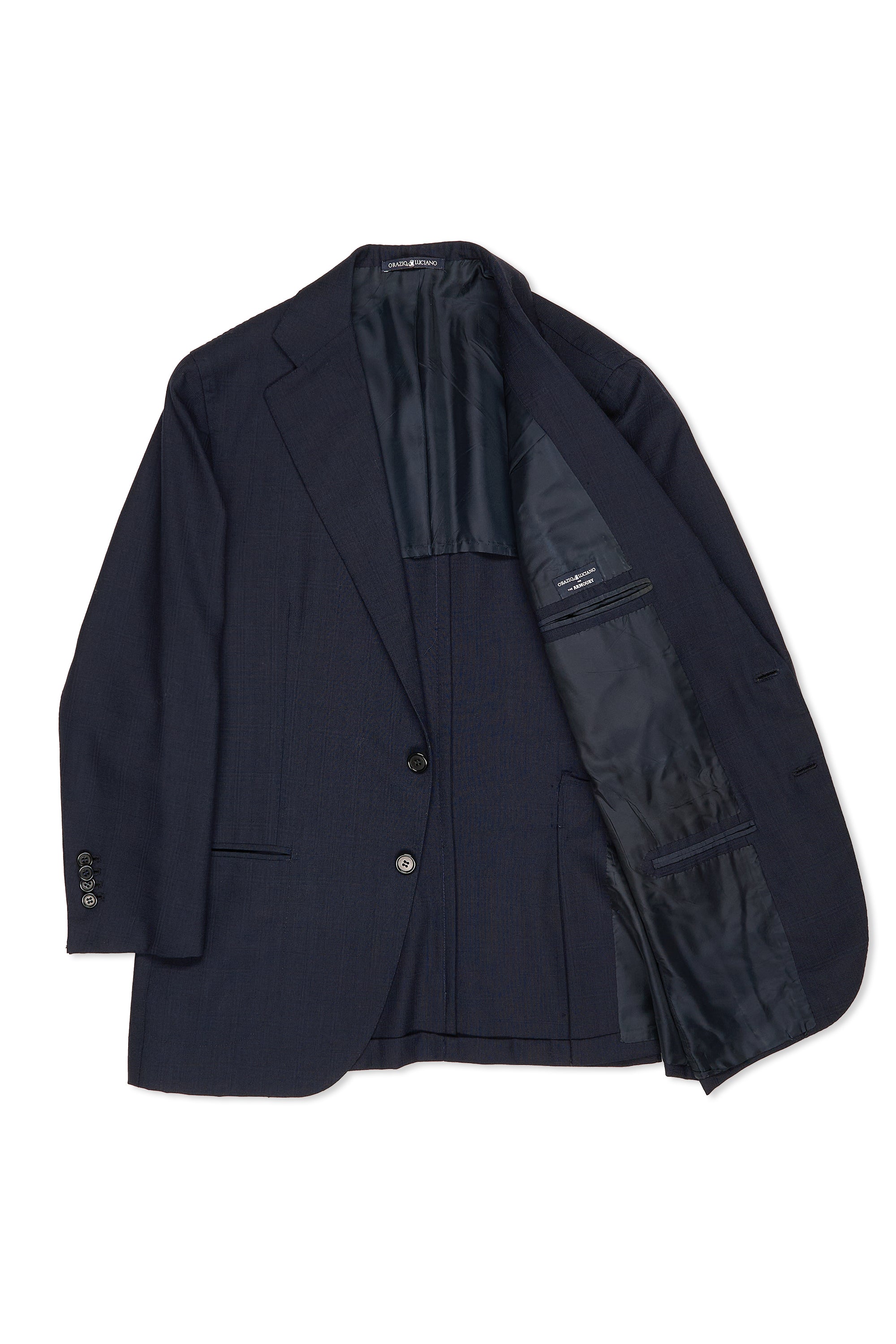 Orazio Luciano Navy Check Wool Suit with Ambrosi Trousers