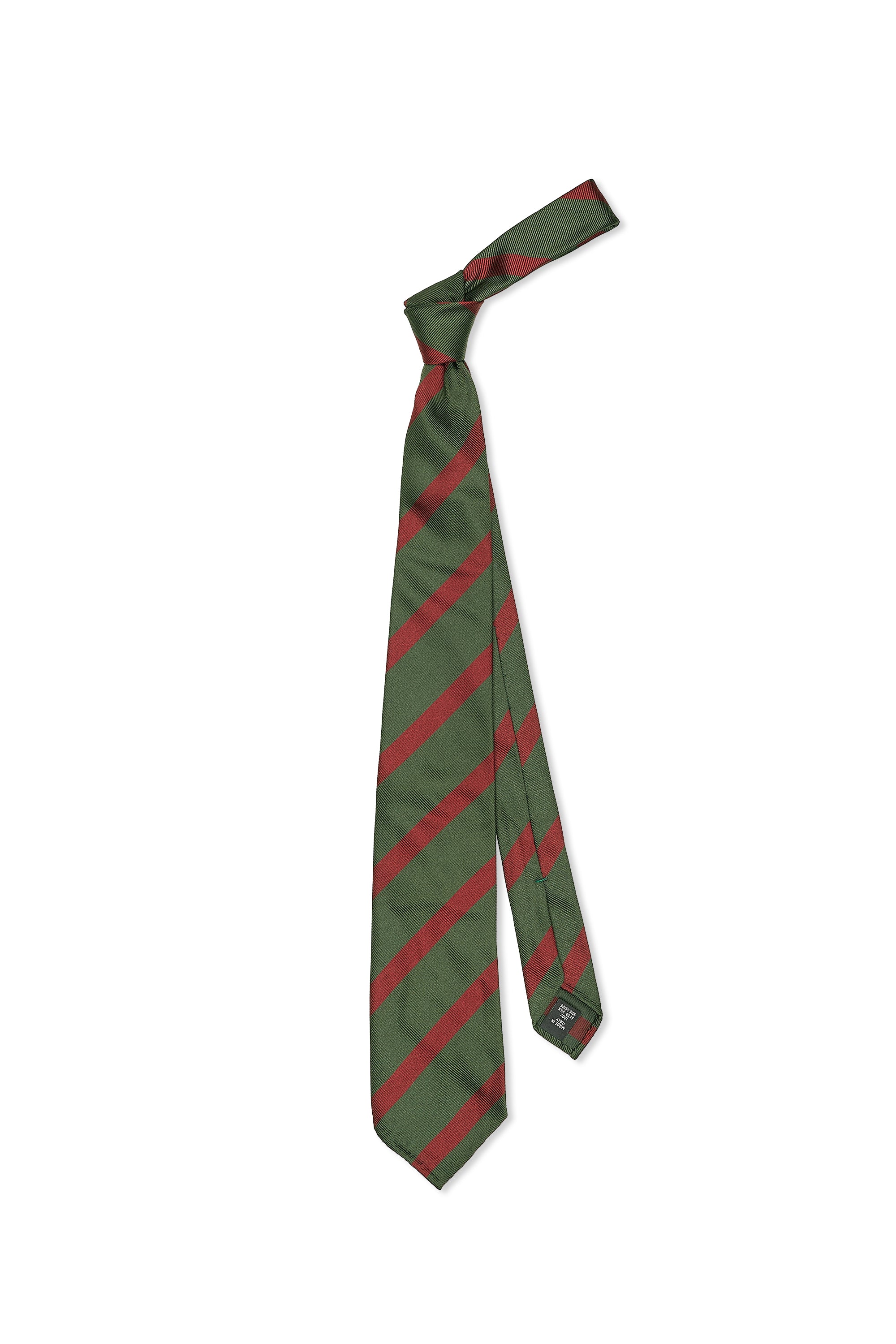 Seven Fold Forest Green with Red Stripe Silk Tie