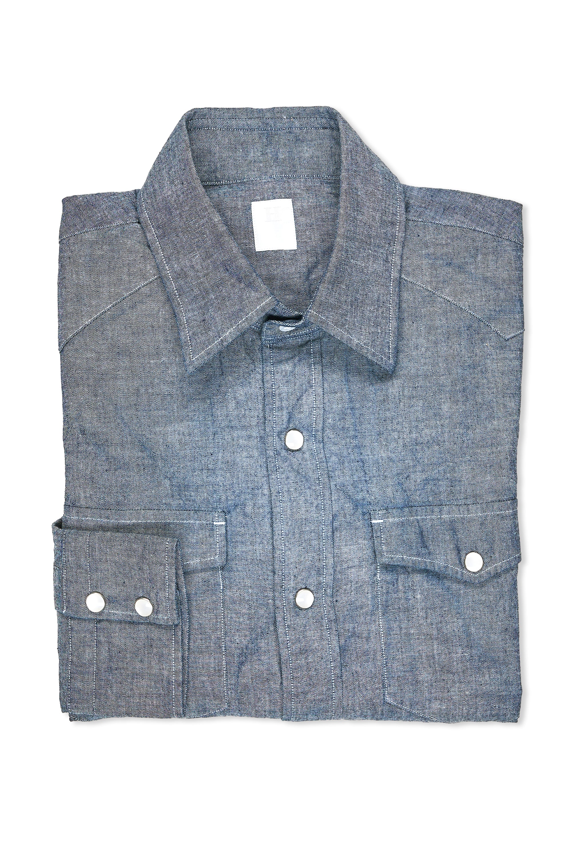 Hitoyoshi Indigo Cotton Western Denim Shirt