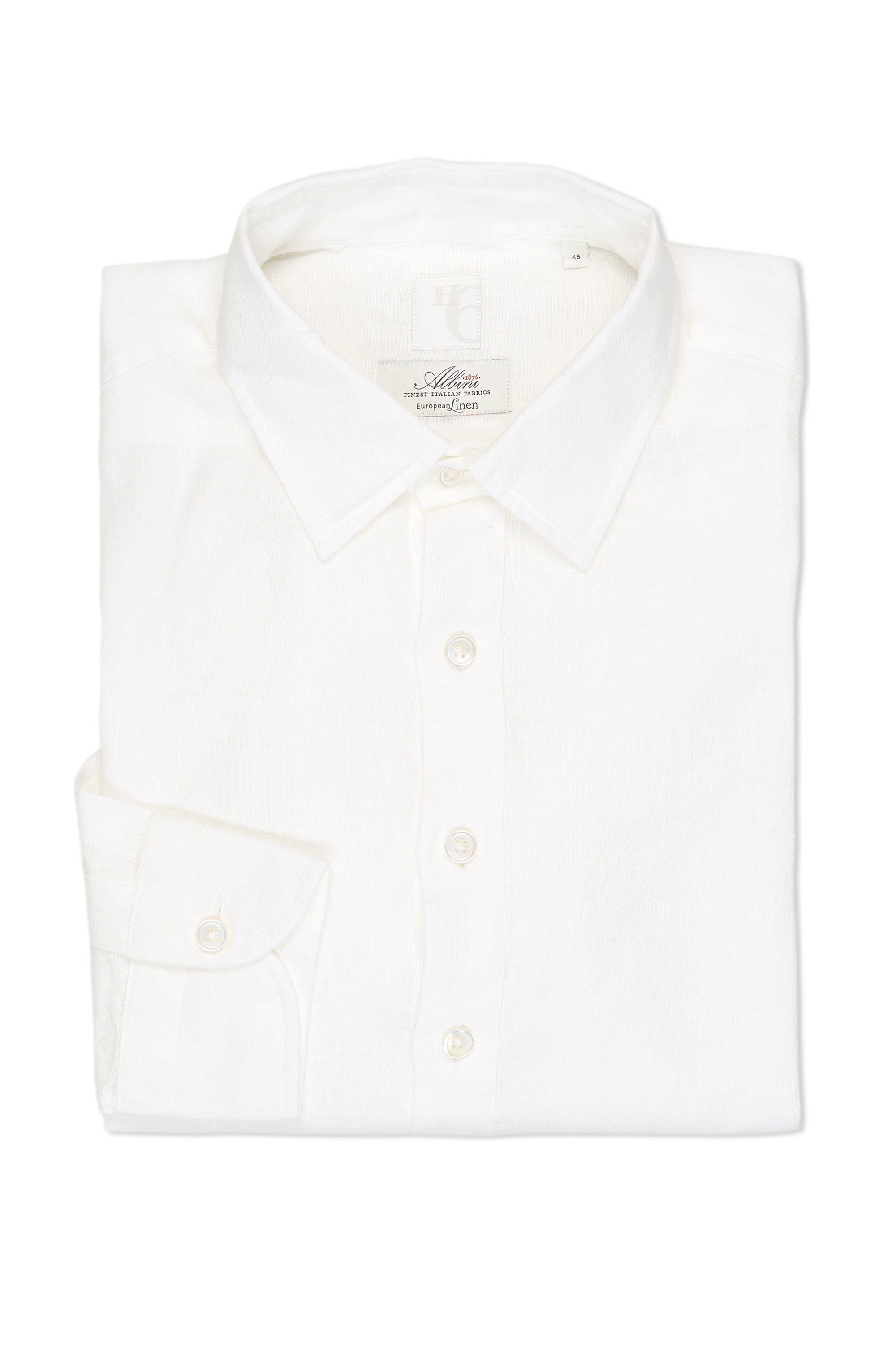 Hitoyoshi White Linen Spread Collar Popover Shirt