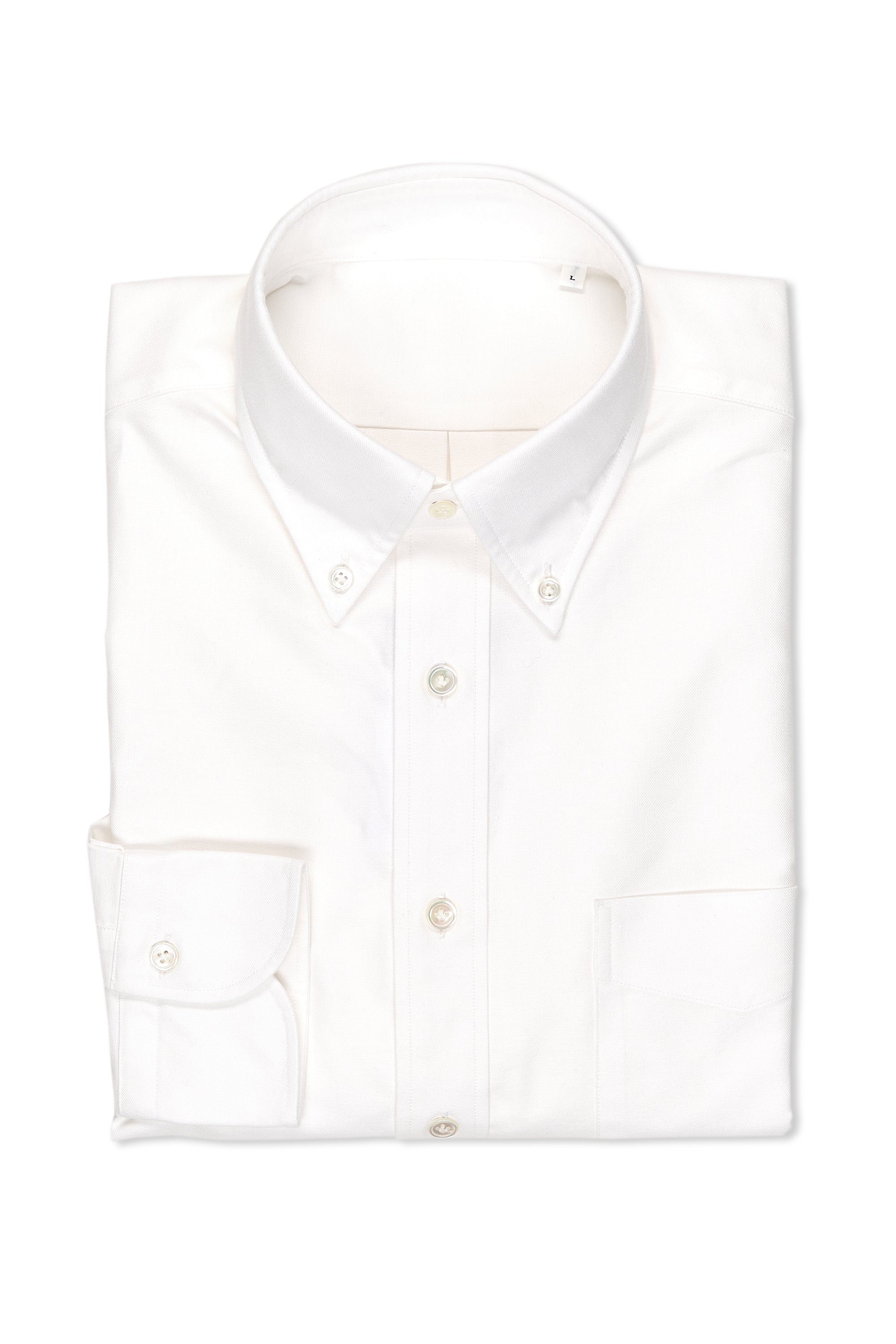 Hitoyoshi White Cotton Button Down Long Sleeve Shirt