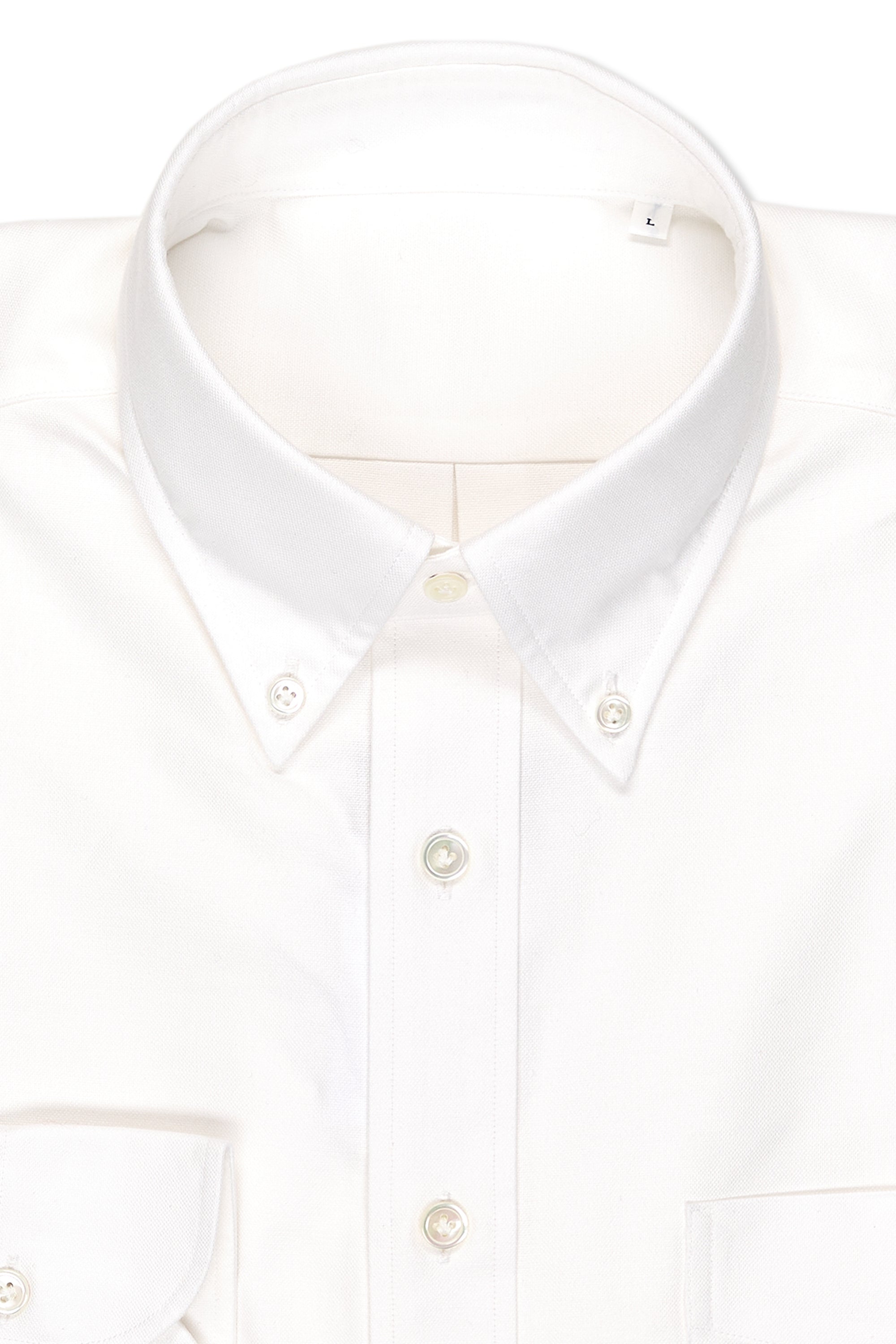 Hitoyoshi White Cotton Button Down Long Sleeve Shirt