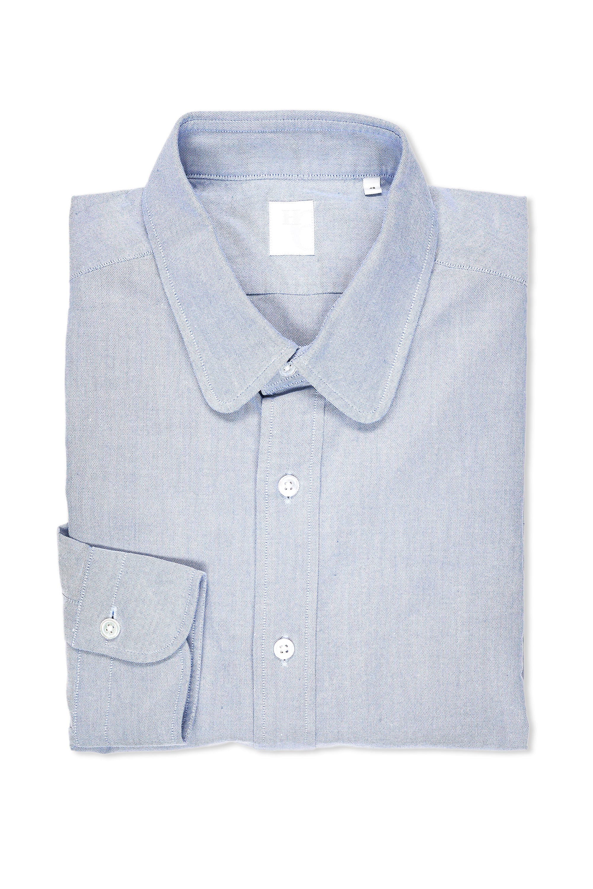 Hitoyoshi Blue Cotton Round Collar Shirt