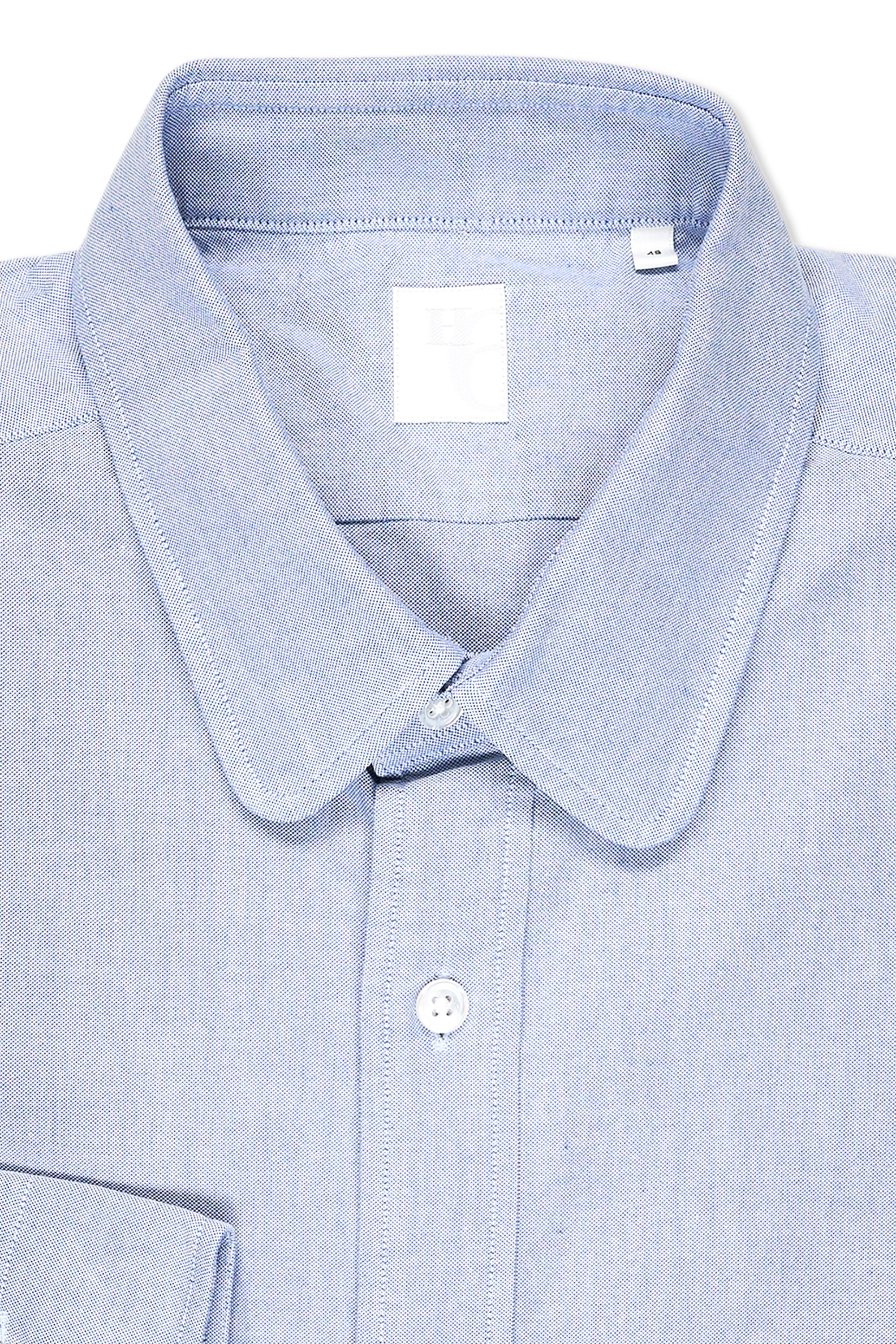 Hitoyoshi Blue Cotton Round Collar Shirt