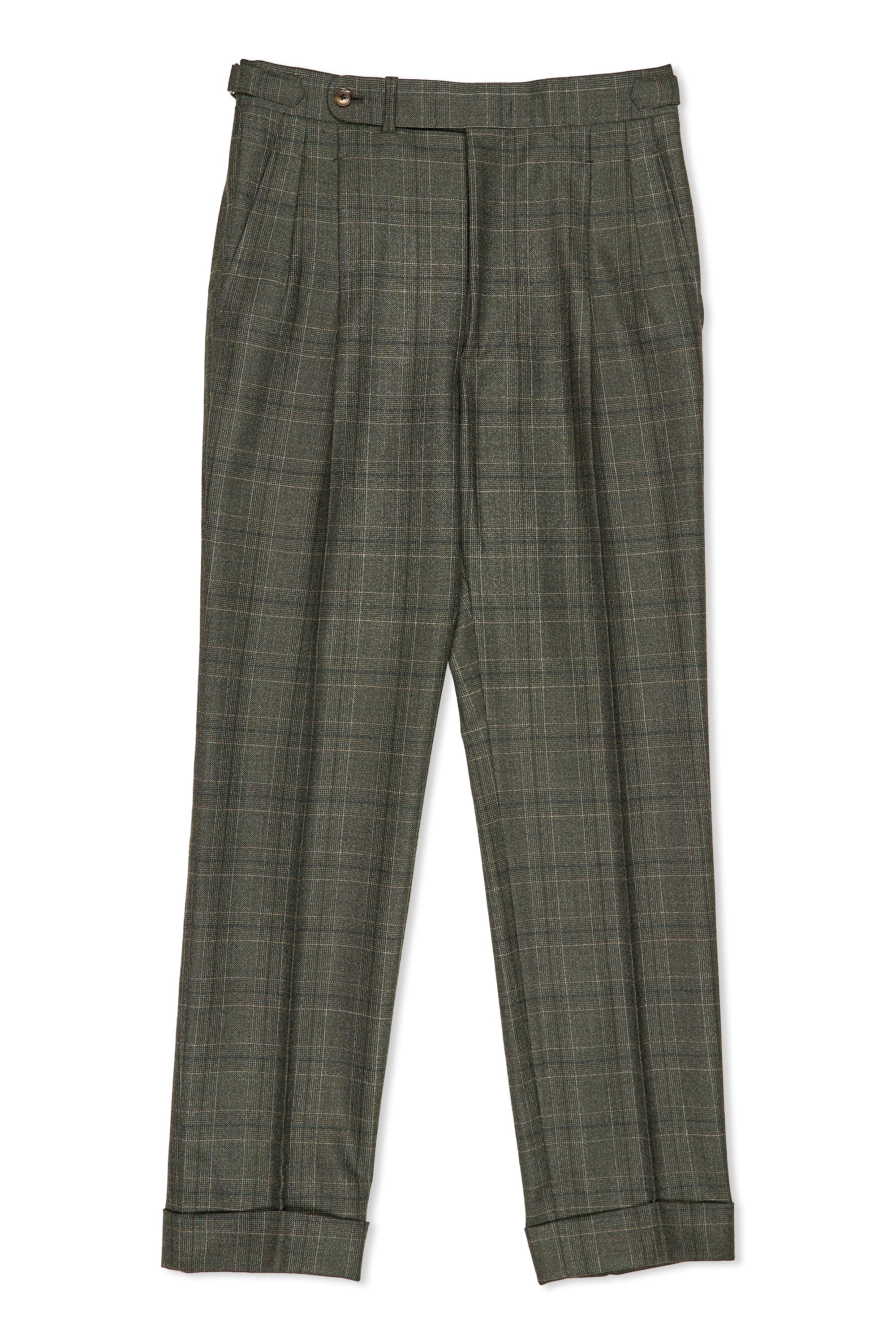 B&Tailor Green Grey with Beige Check Wool DB Suit MTM