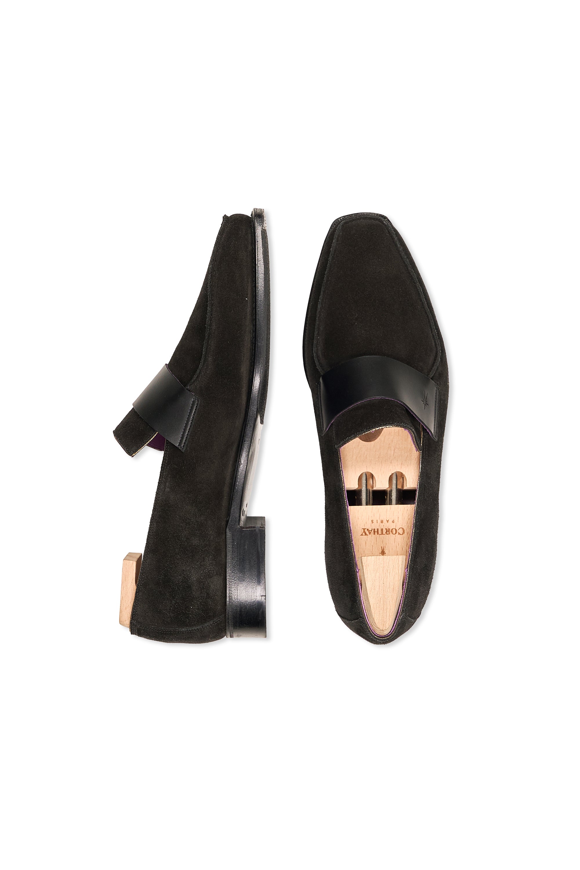 Corthay Black Suede Loafers