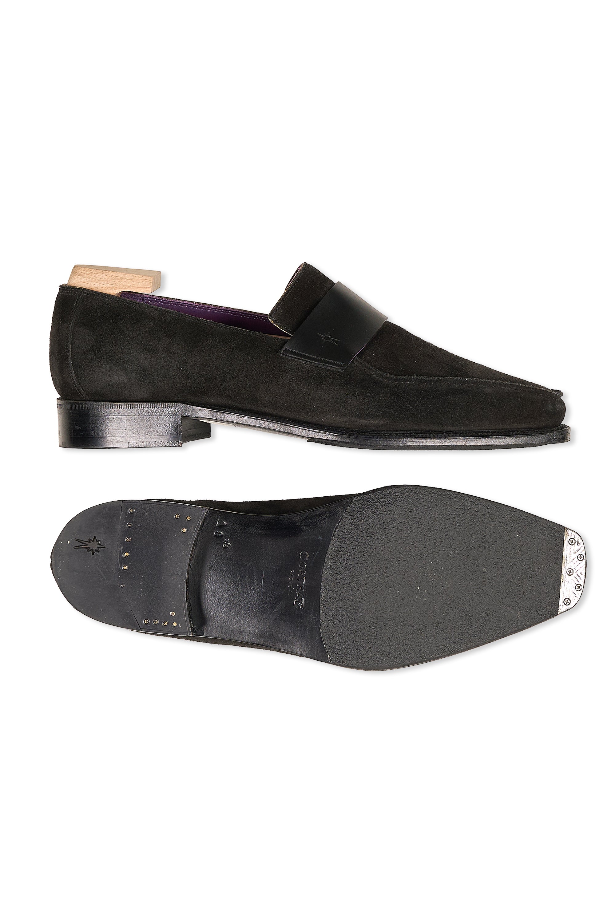 Corthay Black Suede Loafers