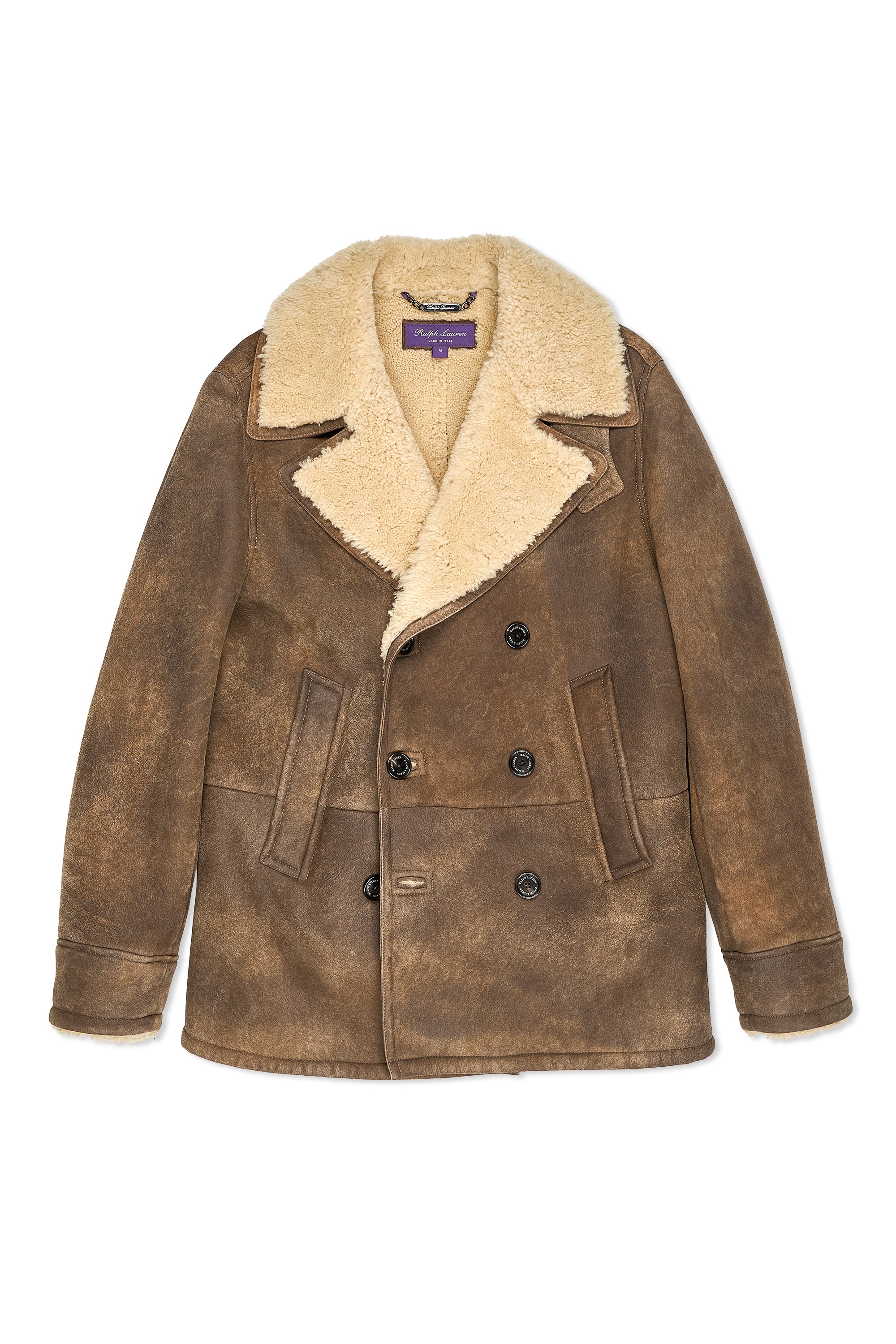 Ralph Lauren Purple Label Brown Shearling DB Coat