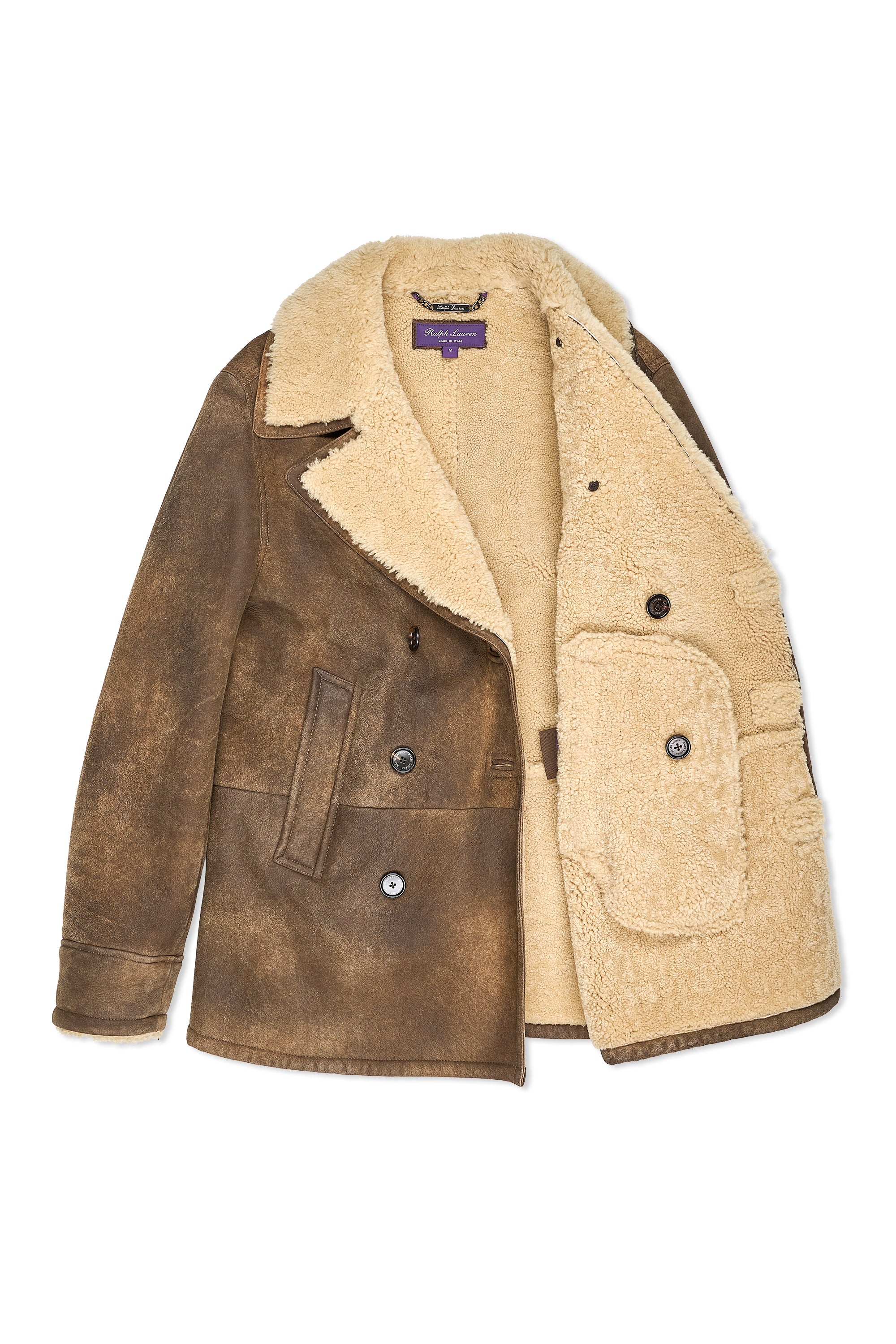 Ralph Lauren Purple Label Brown Shearling DB Coat