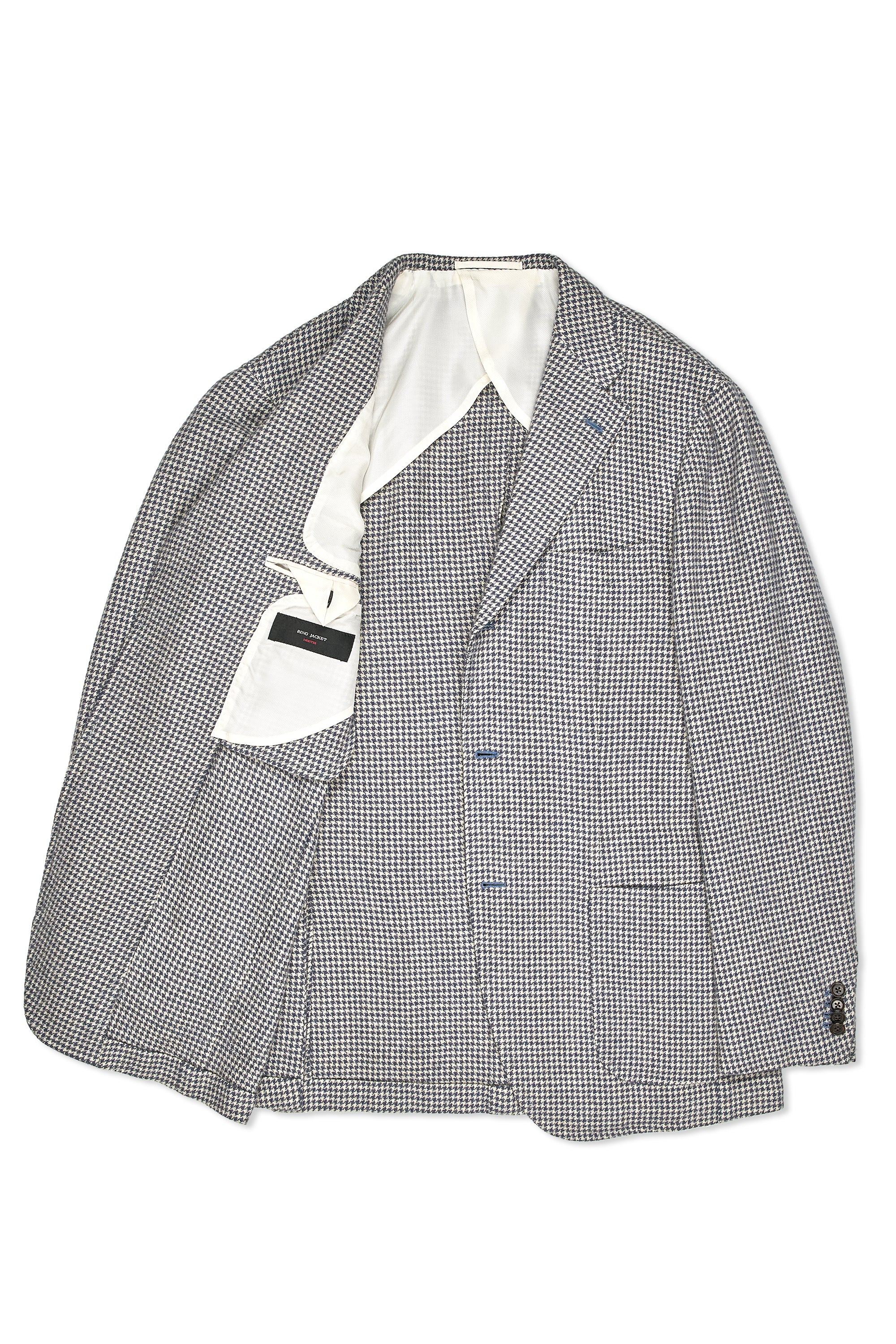 Ring Jacket Meister Cream/Blue Houndstooth Camel Sport Coat