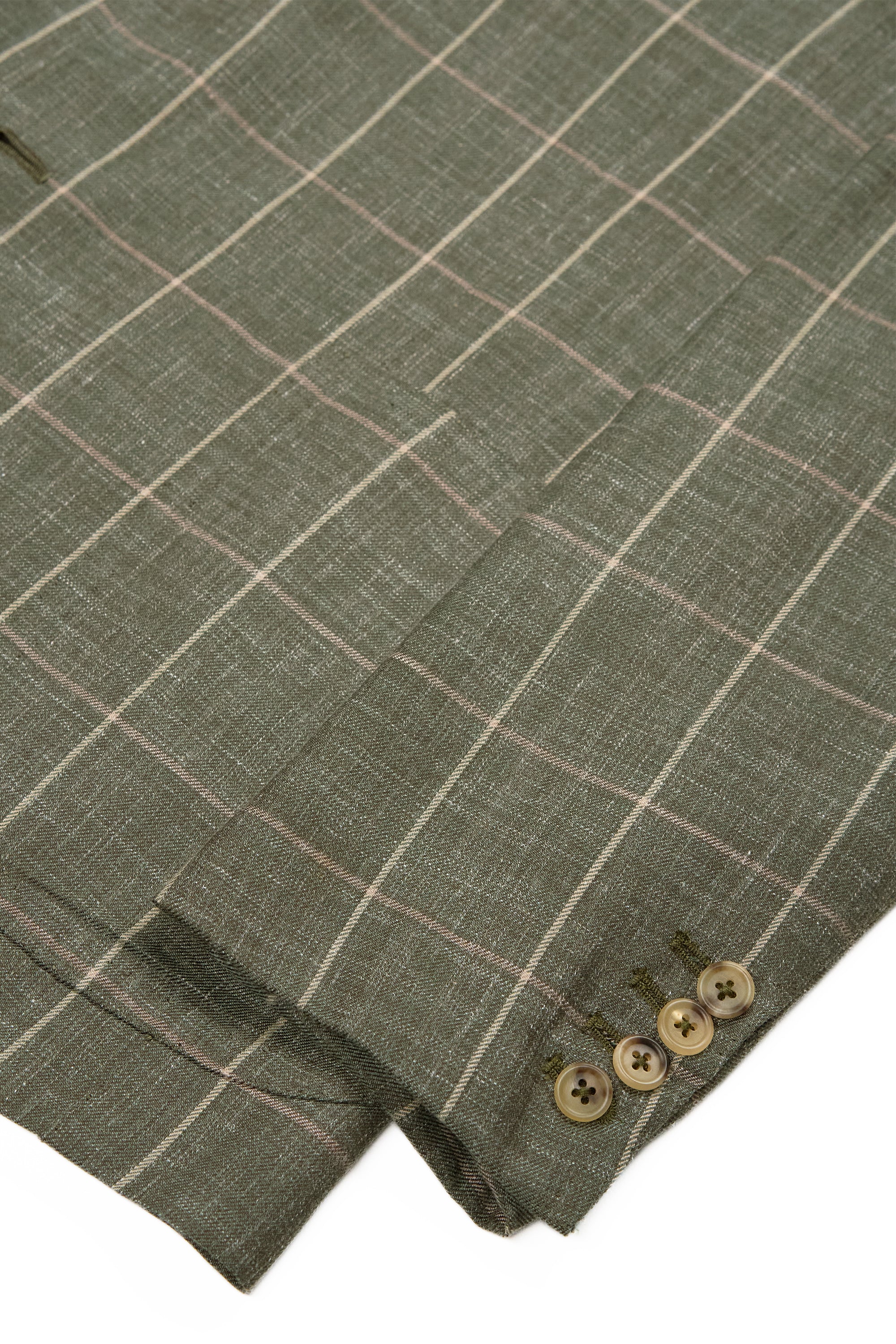 Orazio Luciano Green Windowpane Summer Wool Sport Coat