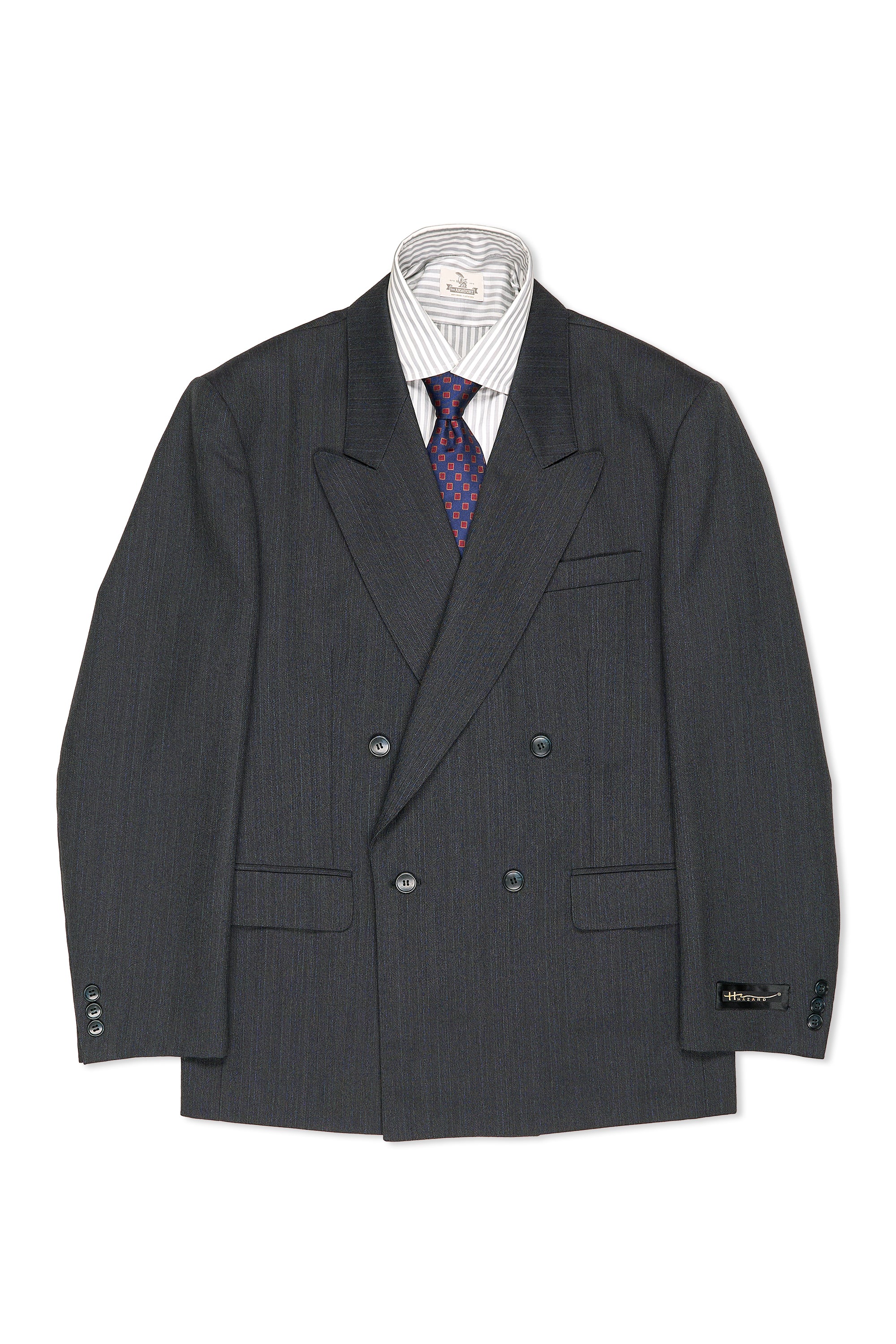 Hazard Dark Grey Herringbone with Blue Pinstripe Wool Sport Coat