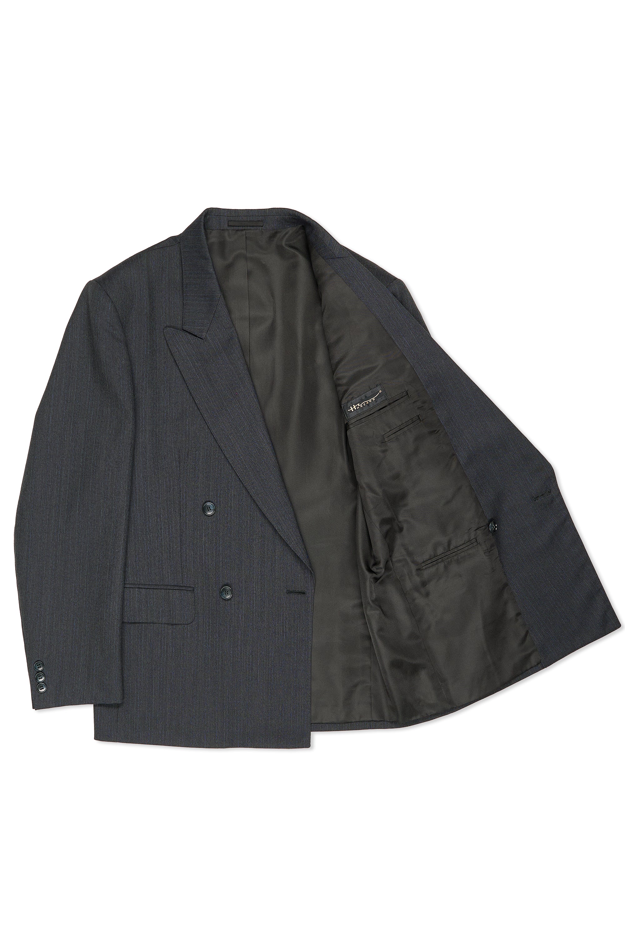 Hazard Dark Grey Herringbone with Blue Pinstripe Wool Sport Coat