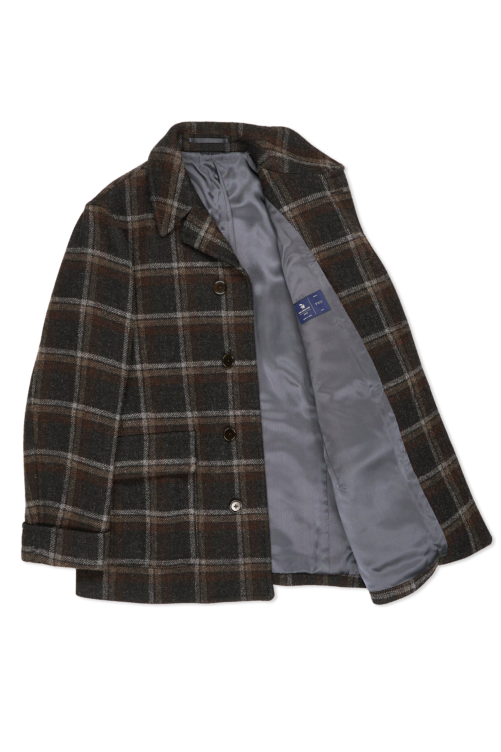 The Armoury Charcoal/Brown Check Wool Tweed Tokyo Coat