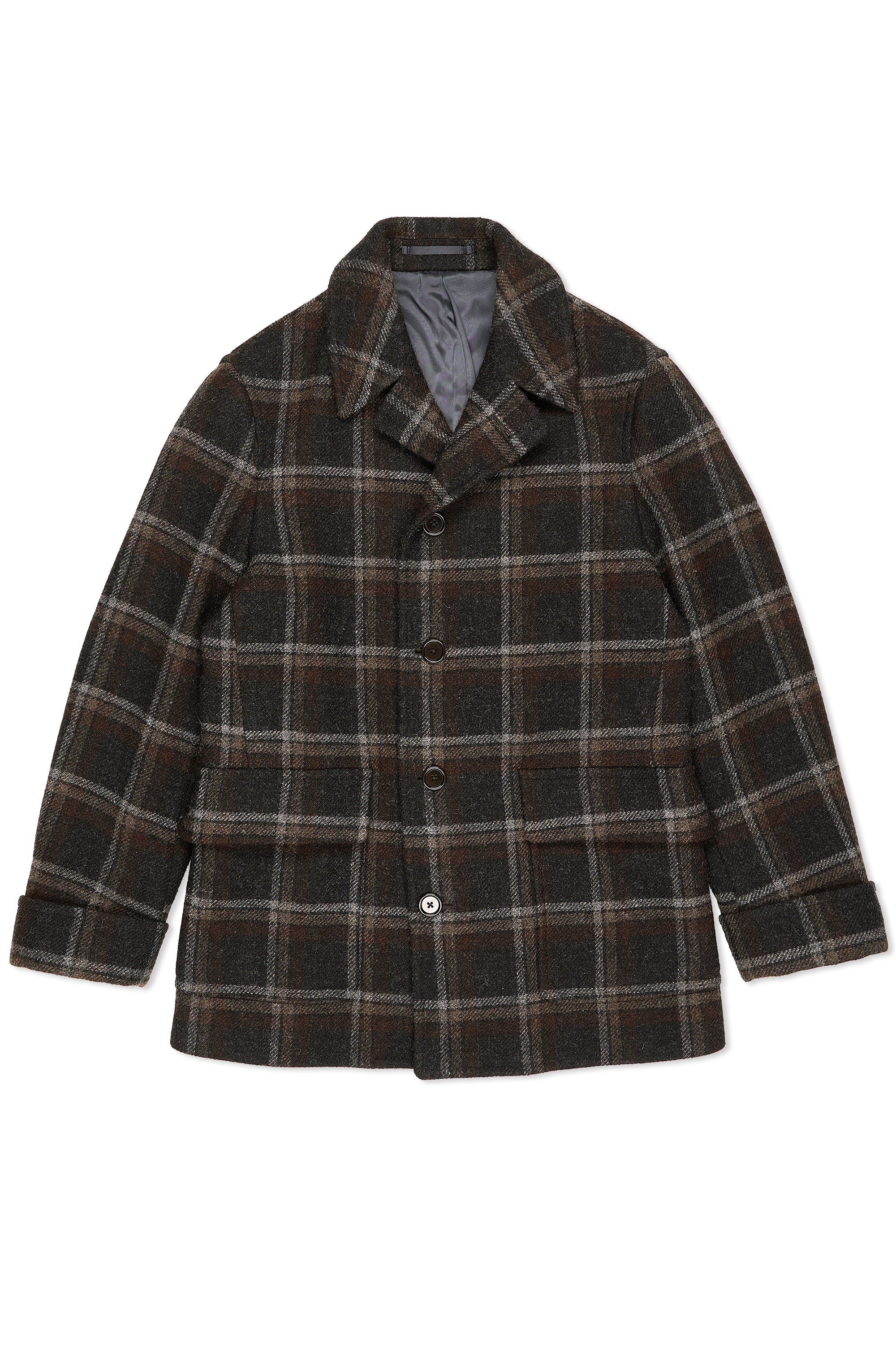 The Armoury Charcoal/Brown Check Wool Tweed Tokyo Coat