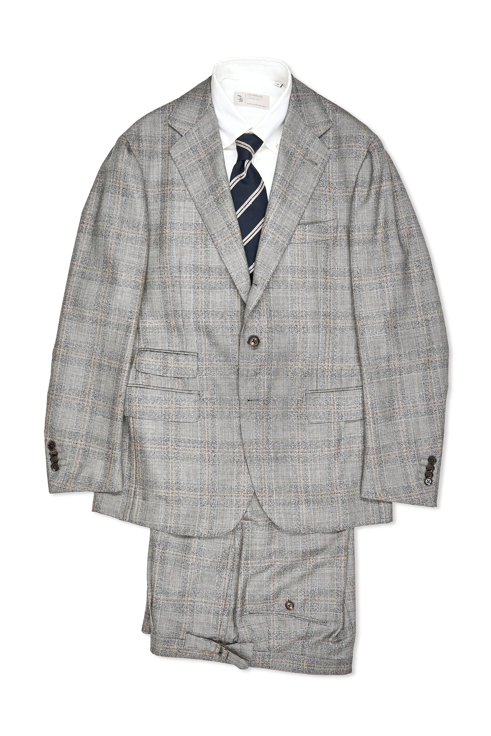 The Armoury by Ring Jacket Model 3 Grey with Brown Check Wool Suit